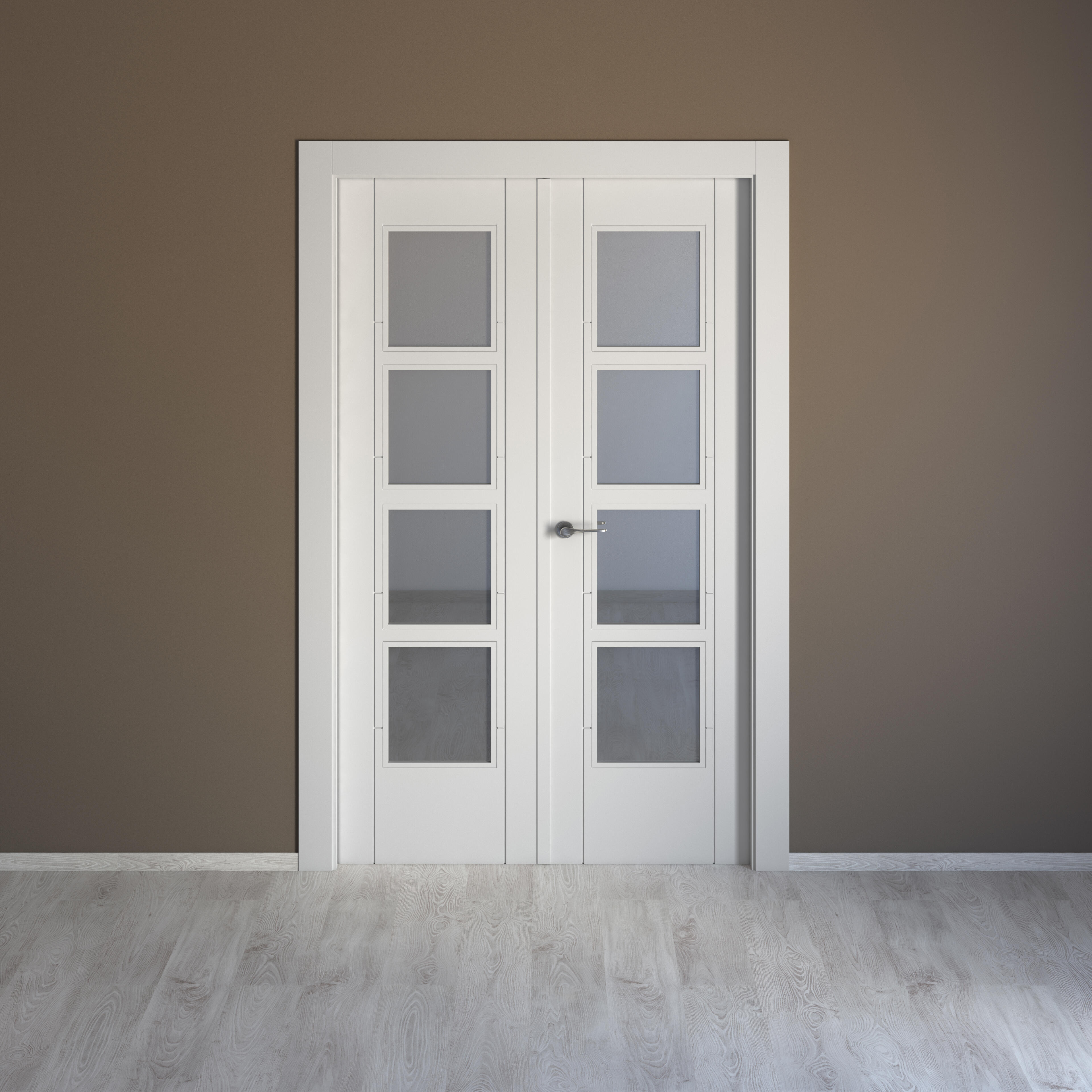 Puerta de interior abatible doble con cristal maciza lacada Line Noruega blanco apertura derecha cerco de 7x3 anchura 145cm - 5