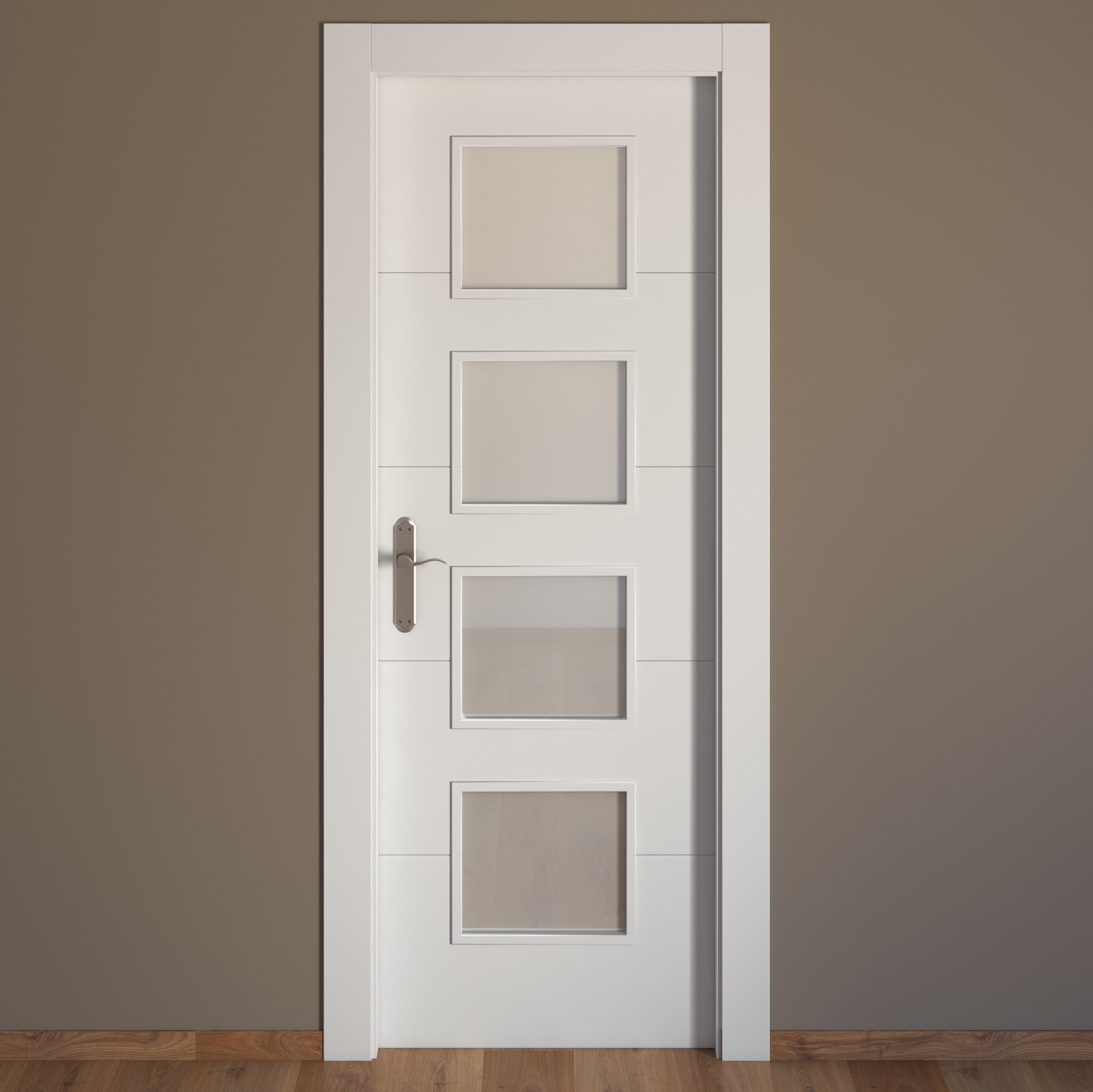 Puerta de interior abatible con cristal maciza lacada Line Lucerna blanco apertura derecha cerco de 7x3 anchura 72.5cm - 9