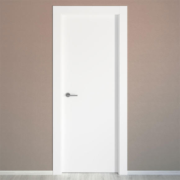 Puerta de interior abatible ciega maciza acabado lacado Line Bari Blanco apertura derecha cerco de 7x3 anchura 62.5 cm - 5