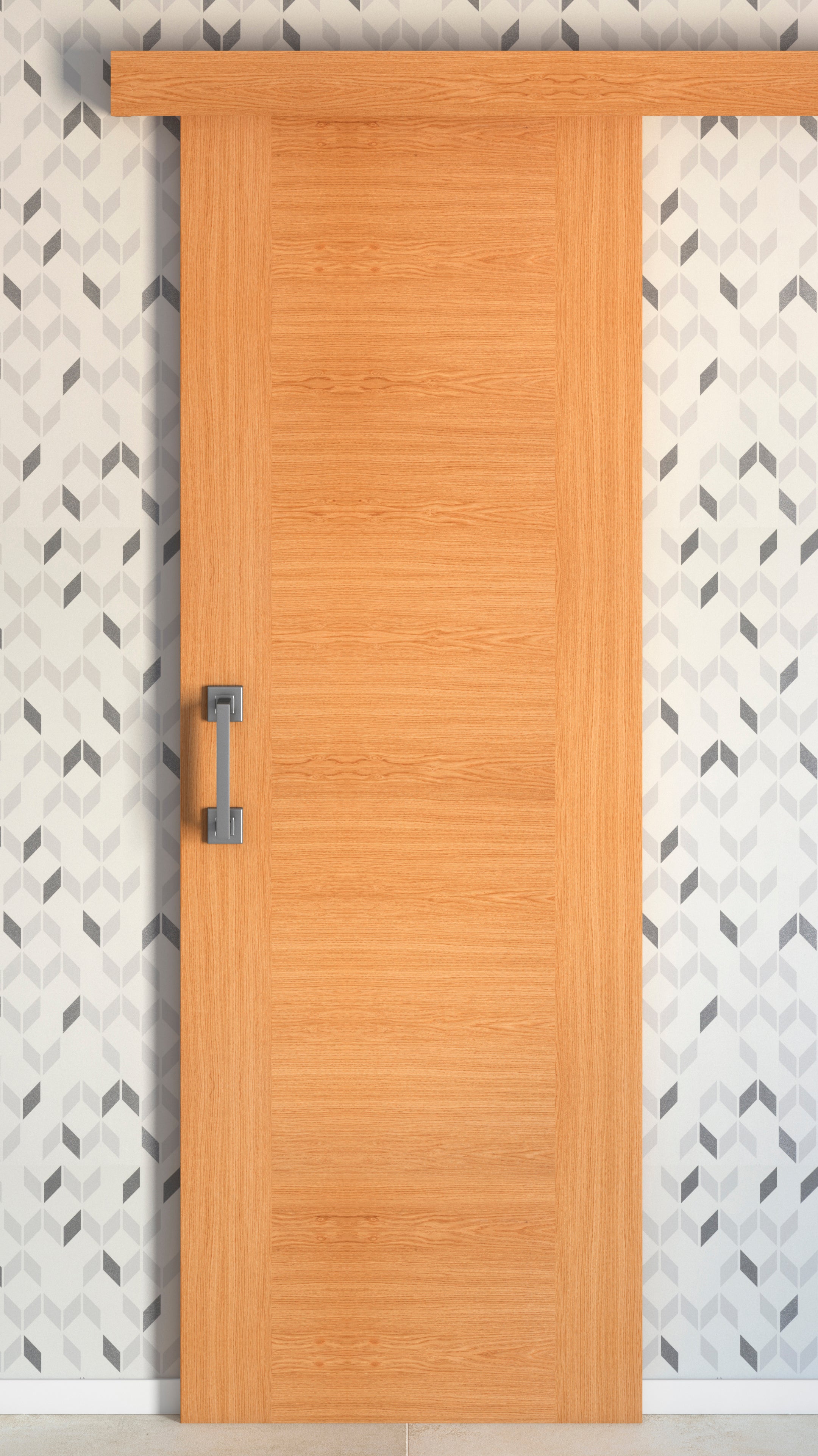 Puerta de interior corredera ciega maciza barnizada Line Plus Niza roblle anchura 72,5cm - 5