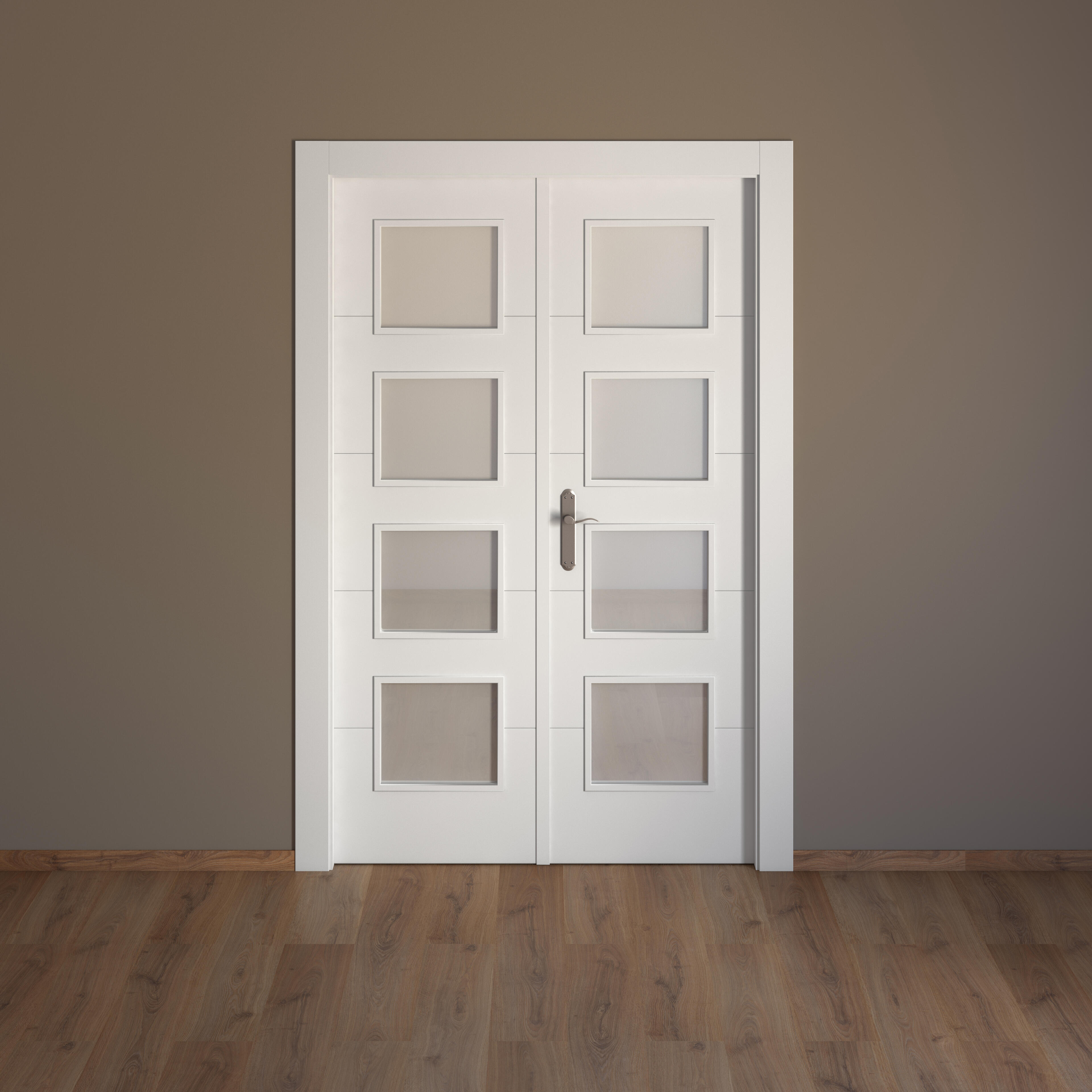 Puerta de interior abatible doble vidriera con cristal incluido maciza acabado lacado Line Lucerna Blanco apertura derecha cerco de 7x3 anchura 145 cm - 7