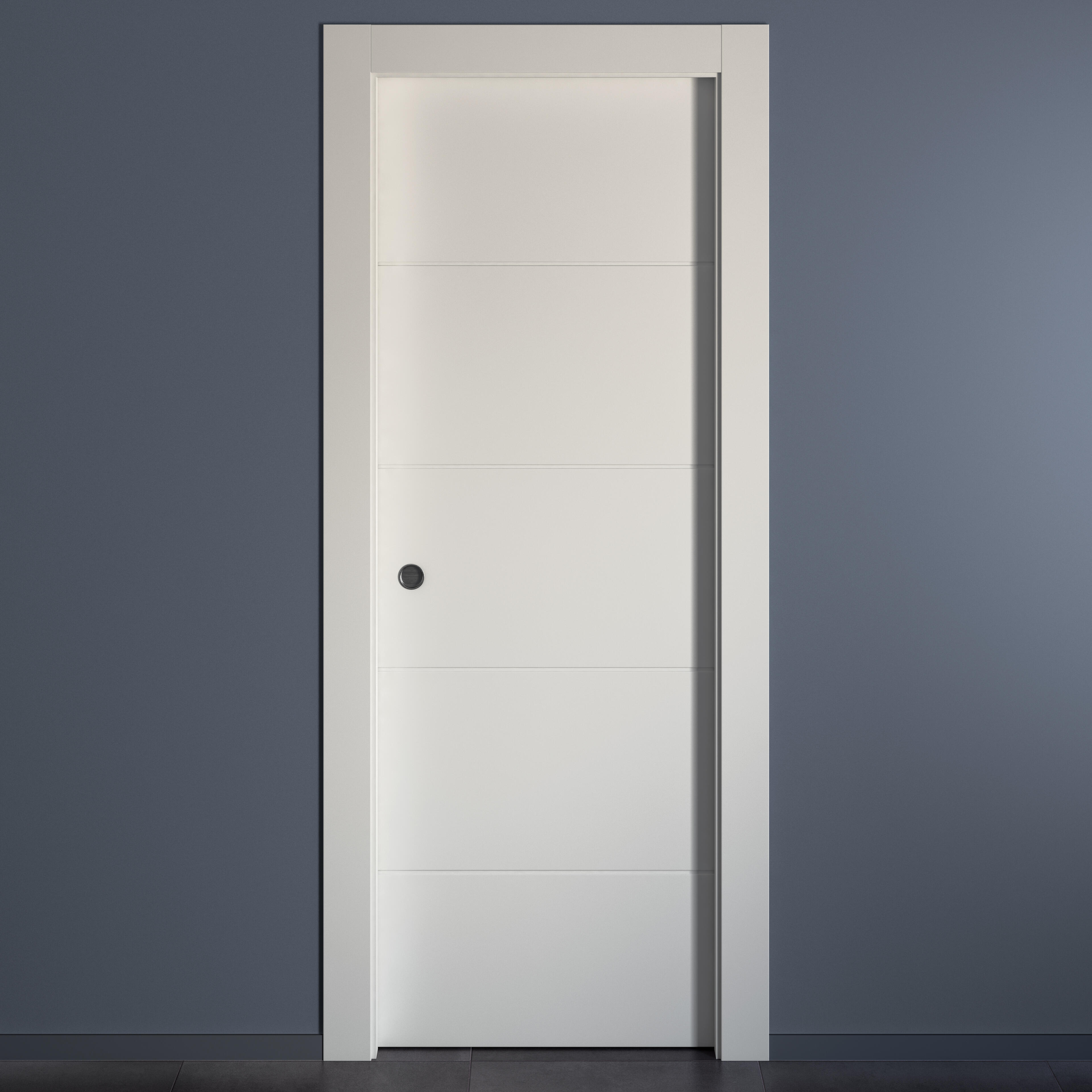 Puerta de interior corredera ciega hueca lacada Aero Holanda blanco anchura 62,5cm - 6