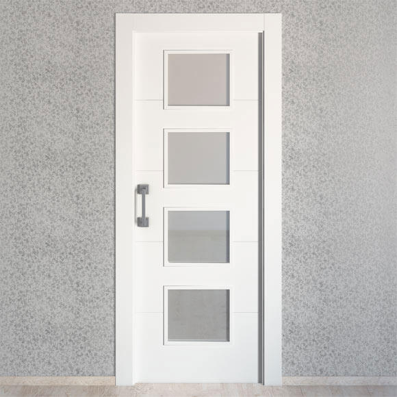 Puerta de interior corredera con cristal maciza lacada Line Plus Lucerna anchura 72,5cm - 3