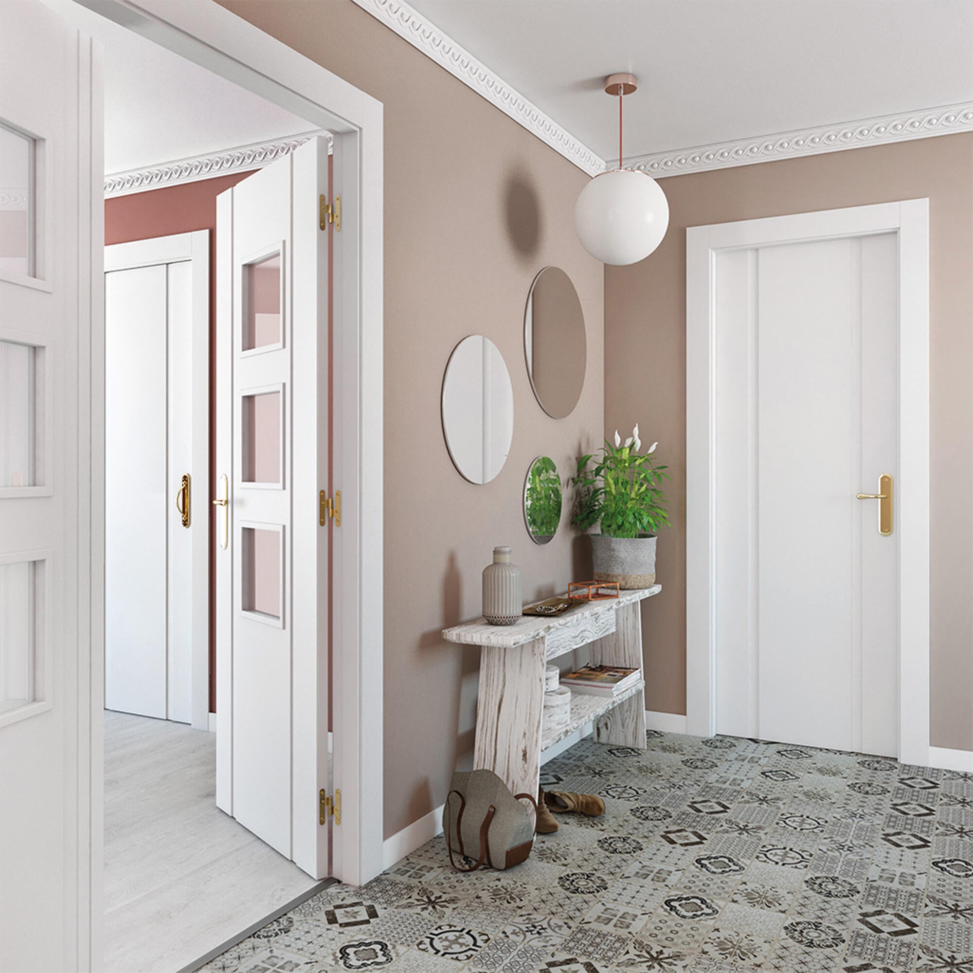 Puerta de interior corredera ciega maciza lacada Line Plus Turquia blanco anchura 82,5cm - 5