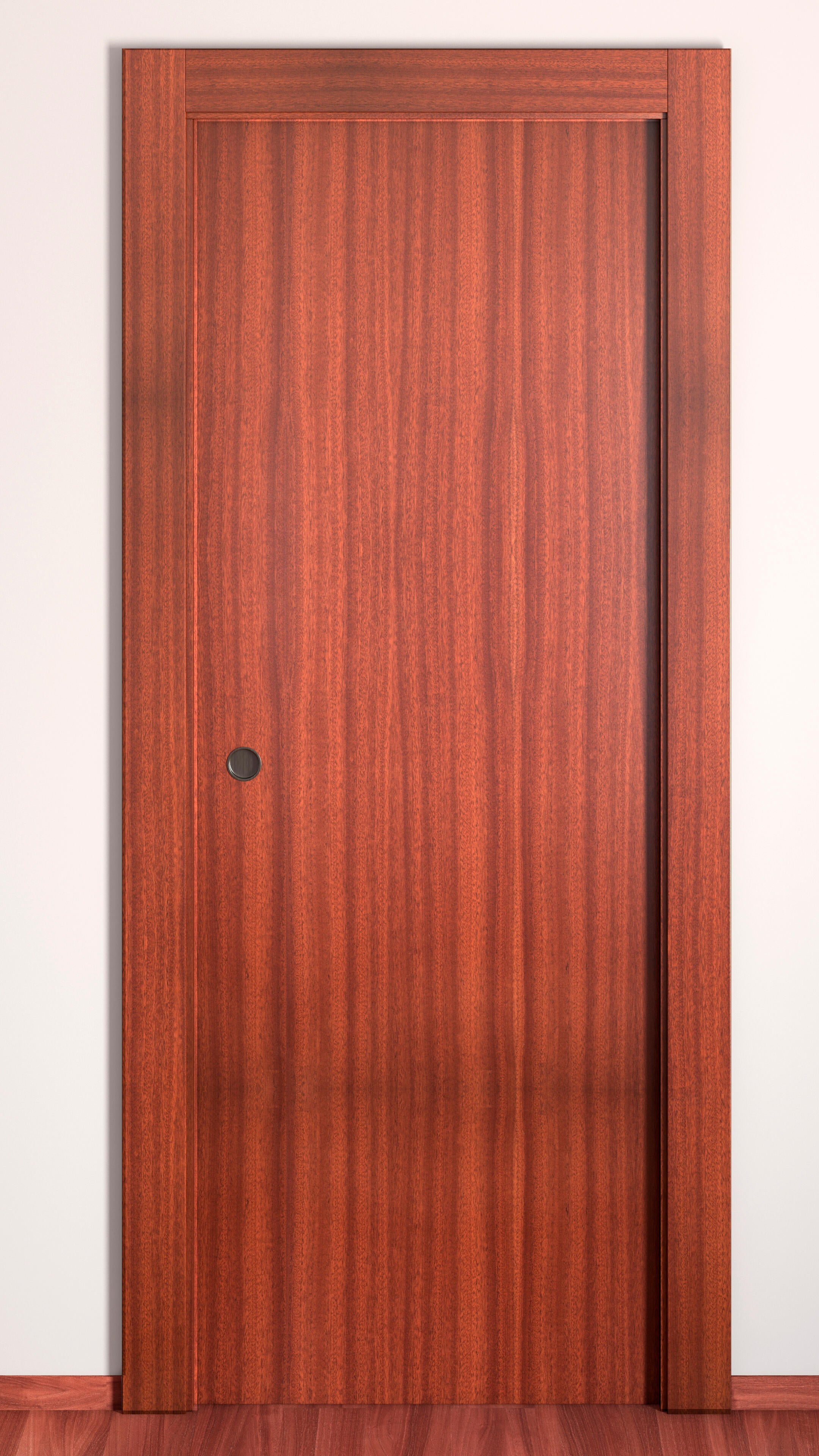 Puerta de interior corredera ciega maciza barnizada Line Plus Lisboa sapelly con uñero y condena anchura 72,5cm - 4