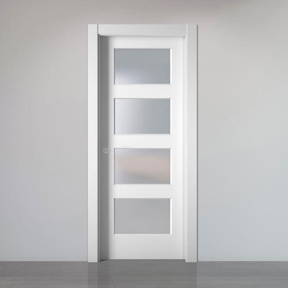 Puerta de interior corredera cristal bosco blanco premium 72.5 cm