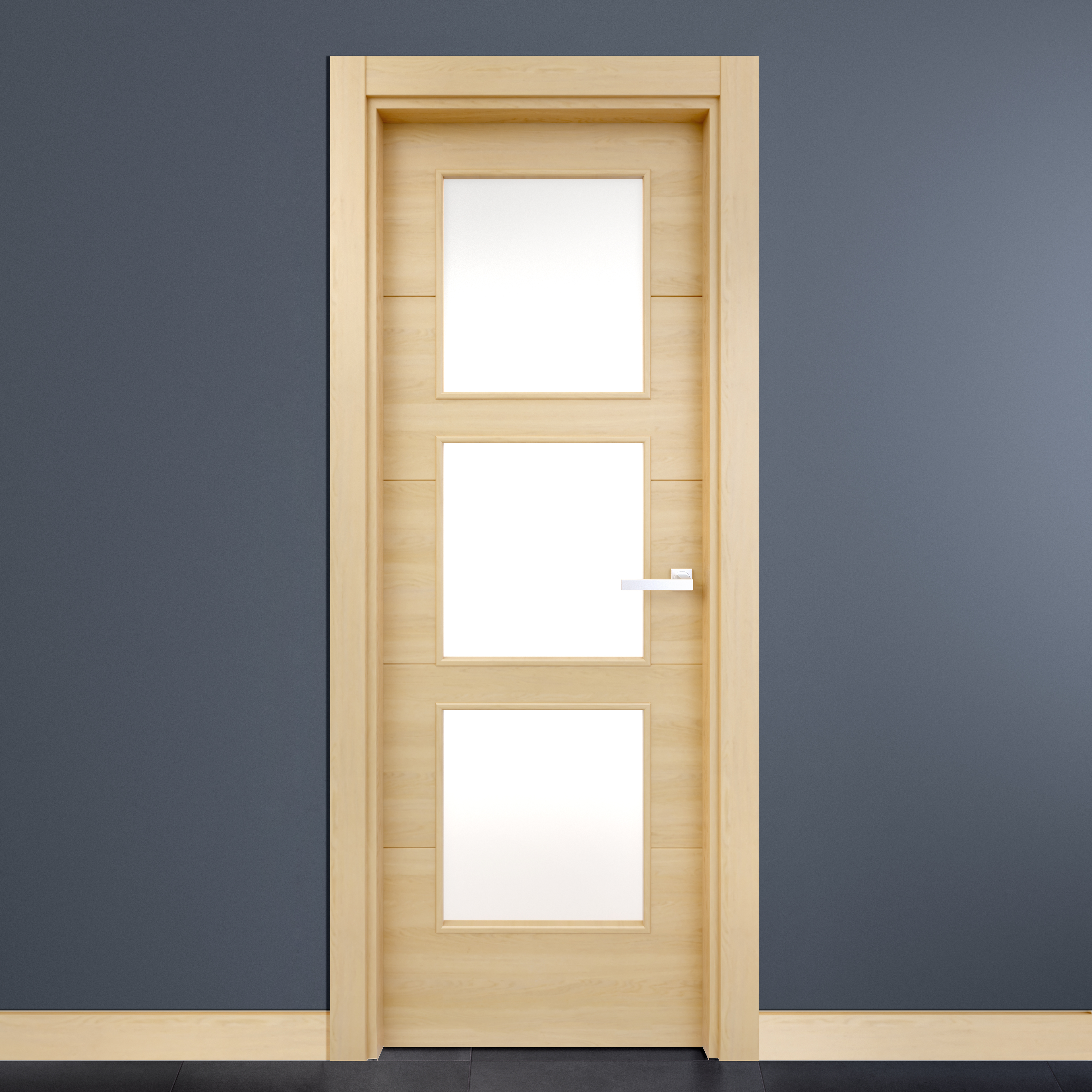 Puerta de interior abatible con cristal maciza melamina Line Oslo roble miel apertura izquierda cerco de 7x3 anchura 72.5cm - 2
