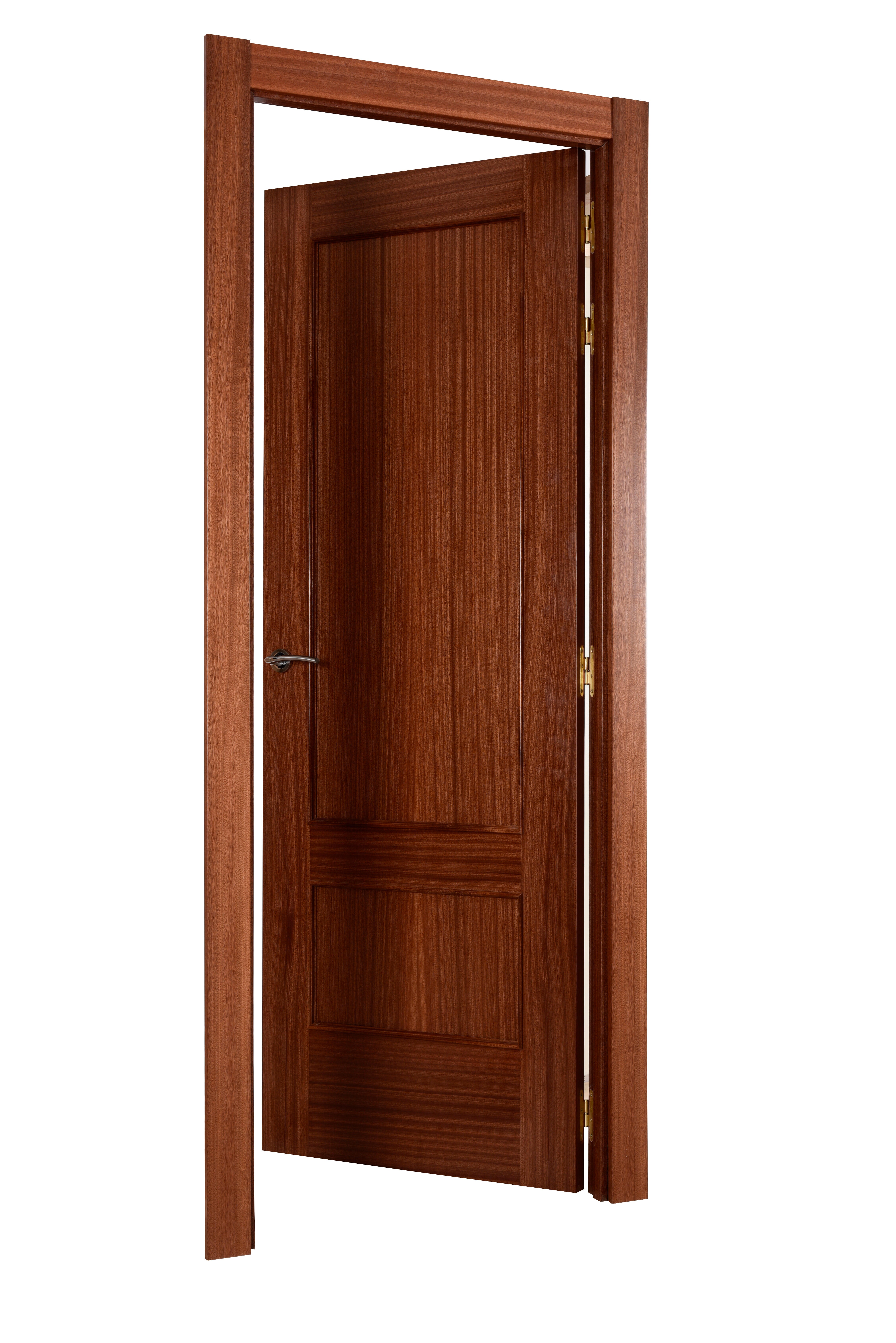 Puerta de interior abatible ciega maciza barnizada Line Plus Atenas sapelly apertura derecha cerco de 7x3 anchura 82.5cm - 5