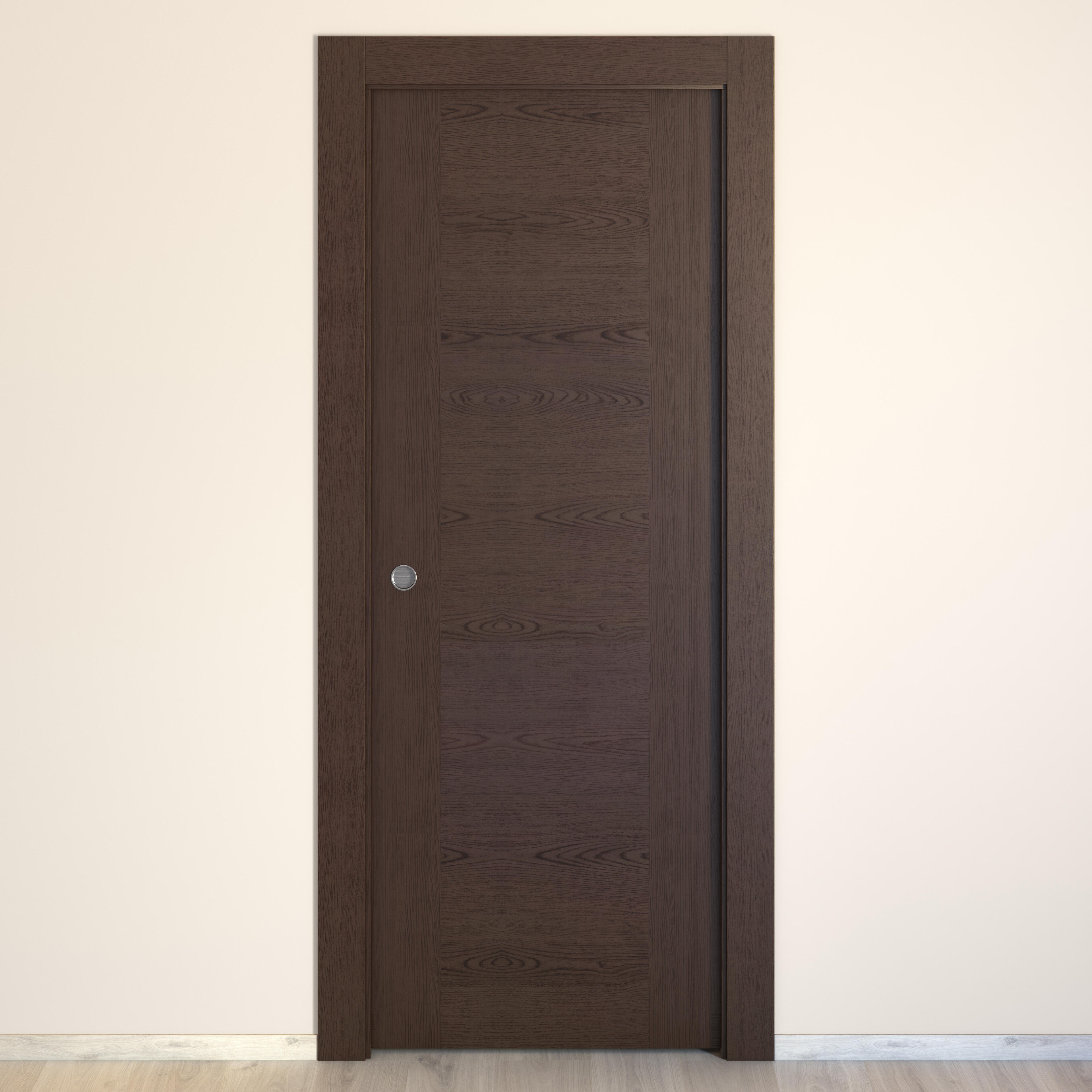 Puerta de interior corredera ciega hueca impresa Basic Canarias wengue con uñero anchura 82,5cm - 4