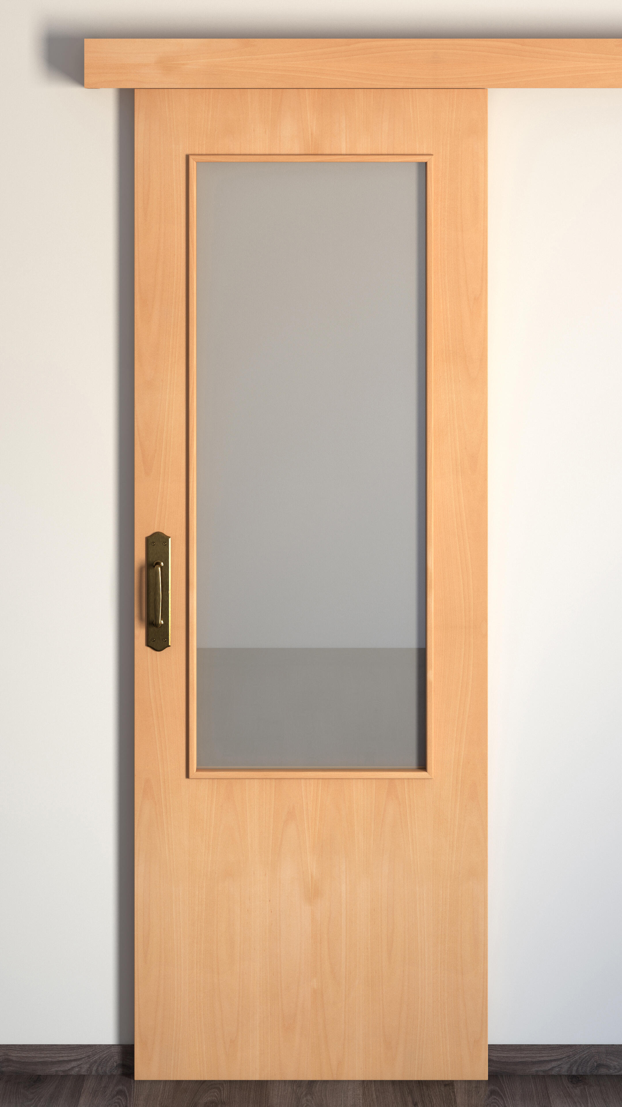 Puerta de interior corredera con cristal maciza barnizada Line Plus Lisboa haya anchura 62,5cm - 4