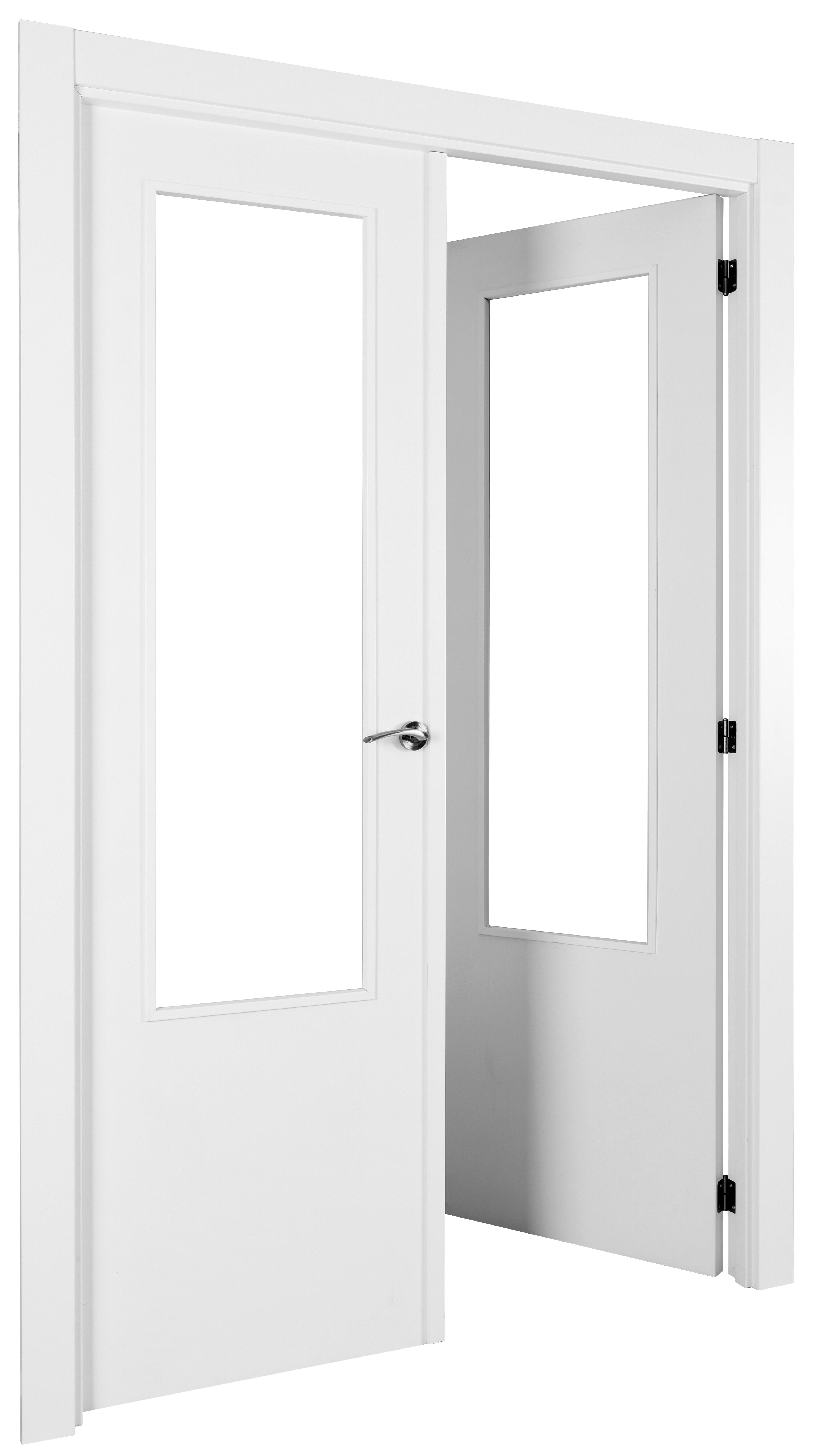 Puerta de interior abatible doble vidriera con cristal incluido hueca acabado lacado Aero Lyon Blanco apertura derecha cerco de 9x3 anchura 145 cm - 4