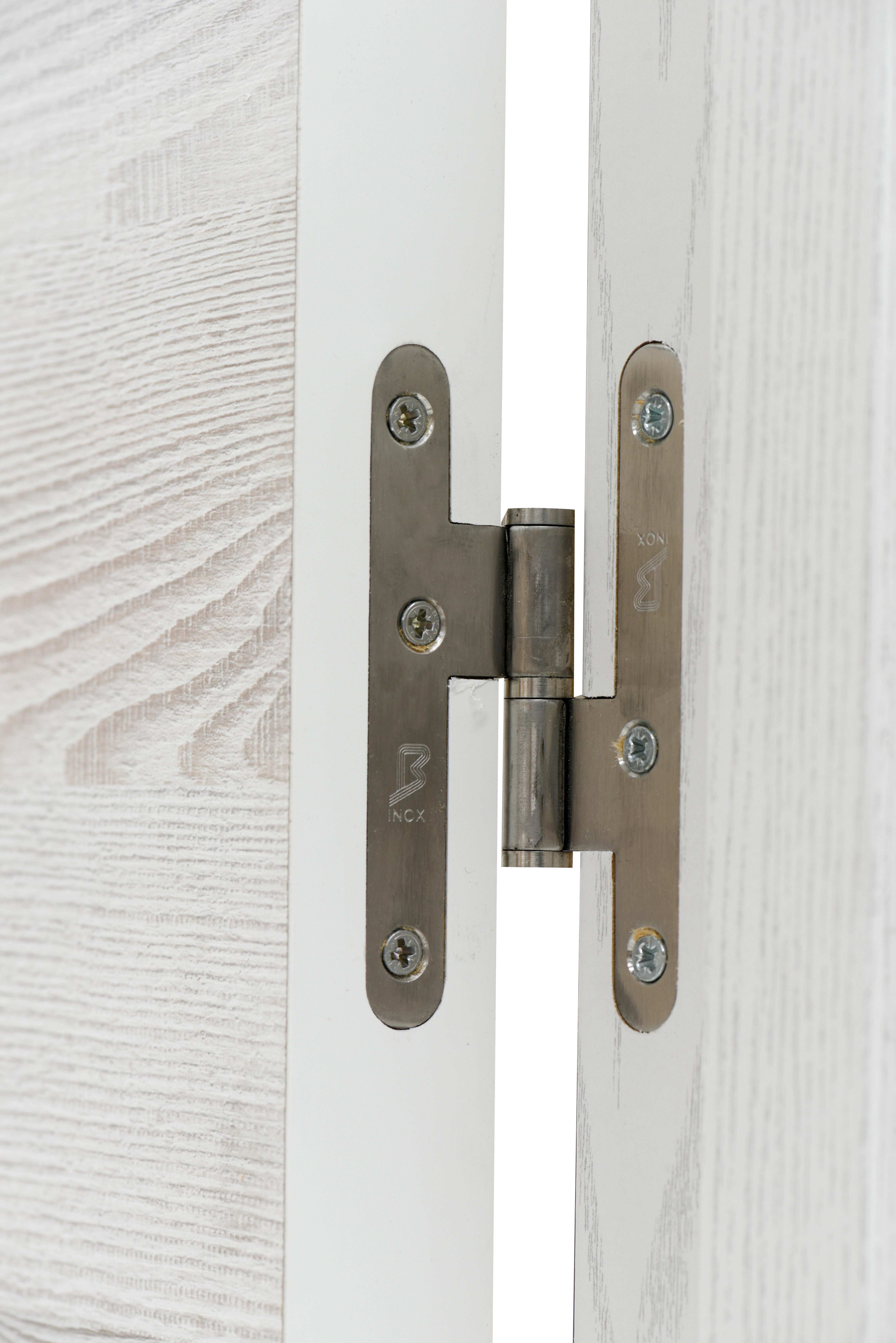 Puerta de interior abatible ciega maciza melamina Line Berna blanco veteado apertura izquierda cerco de 7x3 anchura 82.5cm - 6