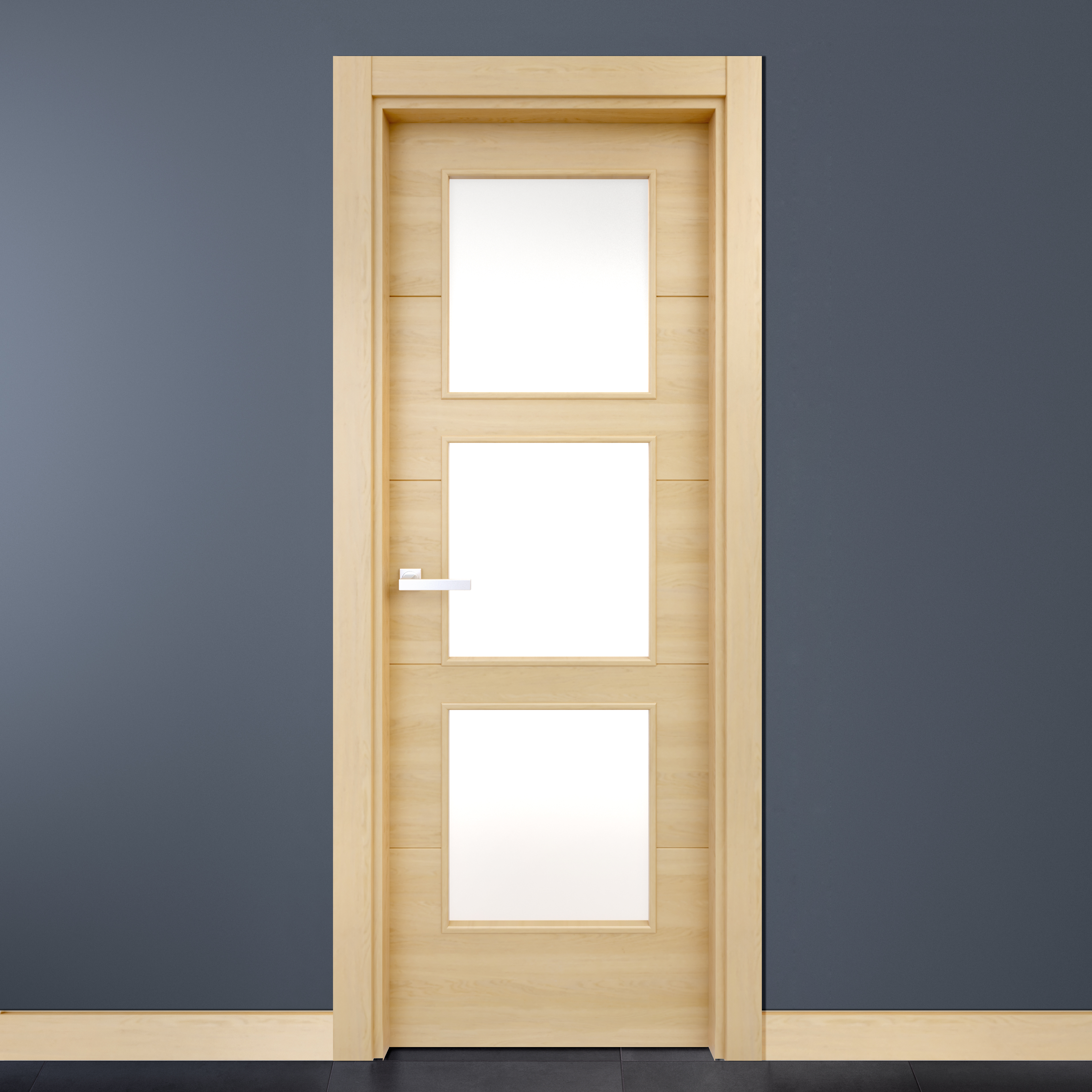 Puerta de interior abatible con cristal maciza melamina Line Oslo roble miel apertura derecha cerco de 7x3 anchura 72.5cm - 2