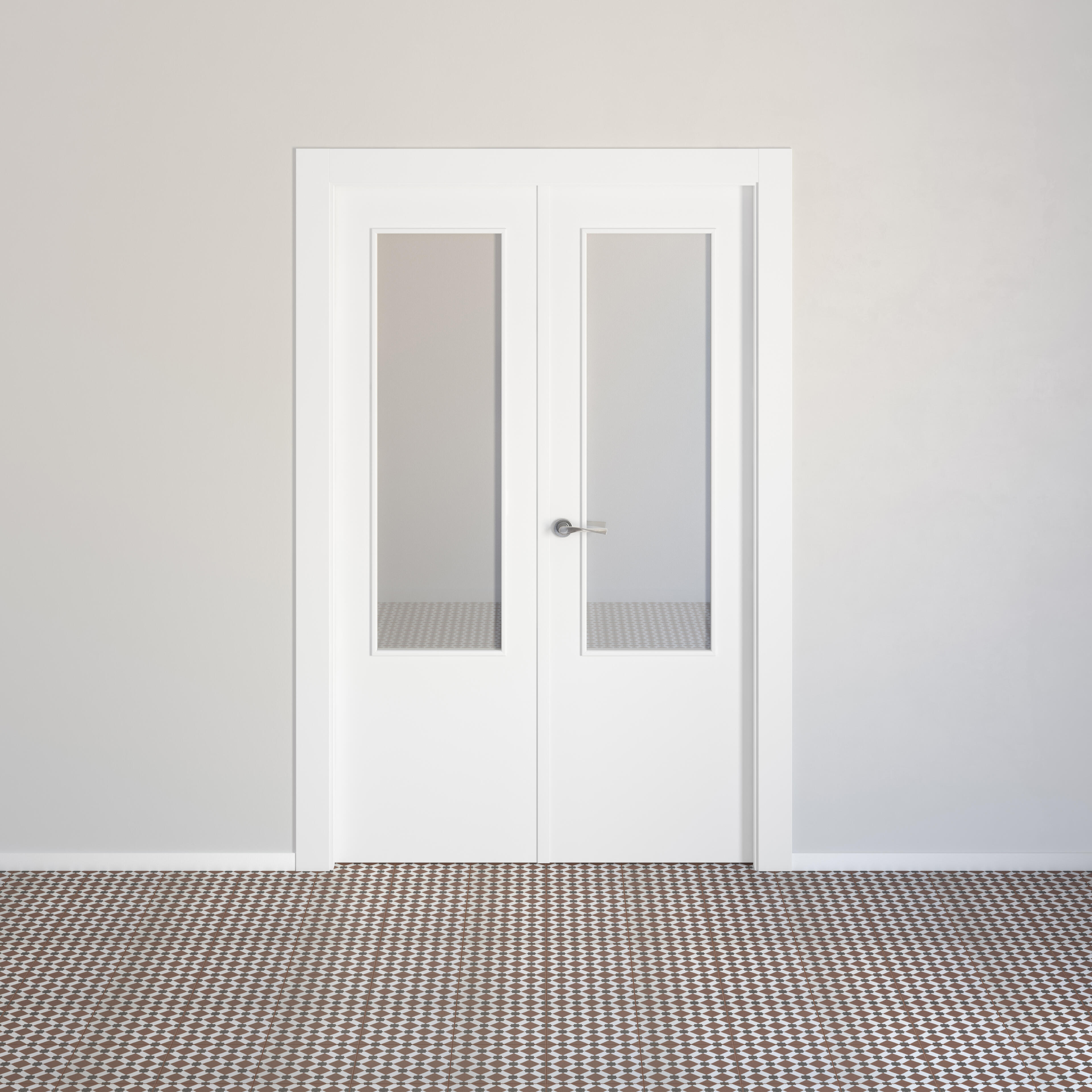 Puerta de interior abatible doble vidriera con cristal incluido hueca acabado lacado Aero Lyon Blanco apertura derecha cerco de 9x3 anchura 145 cm - 5