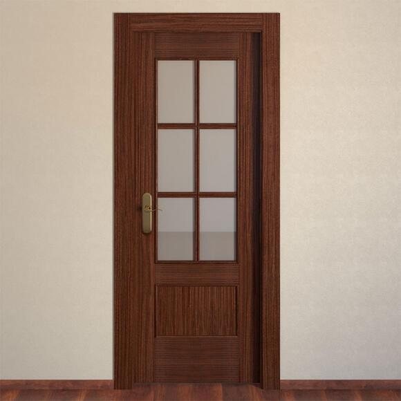 Puerta de interior abatible con cristal maciza barnizada Line Plus Atenas sapelly apertura derecha cerco de 7x3 anchura 82.5cm - 6