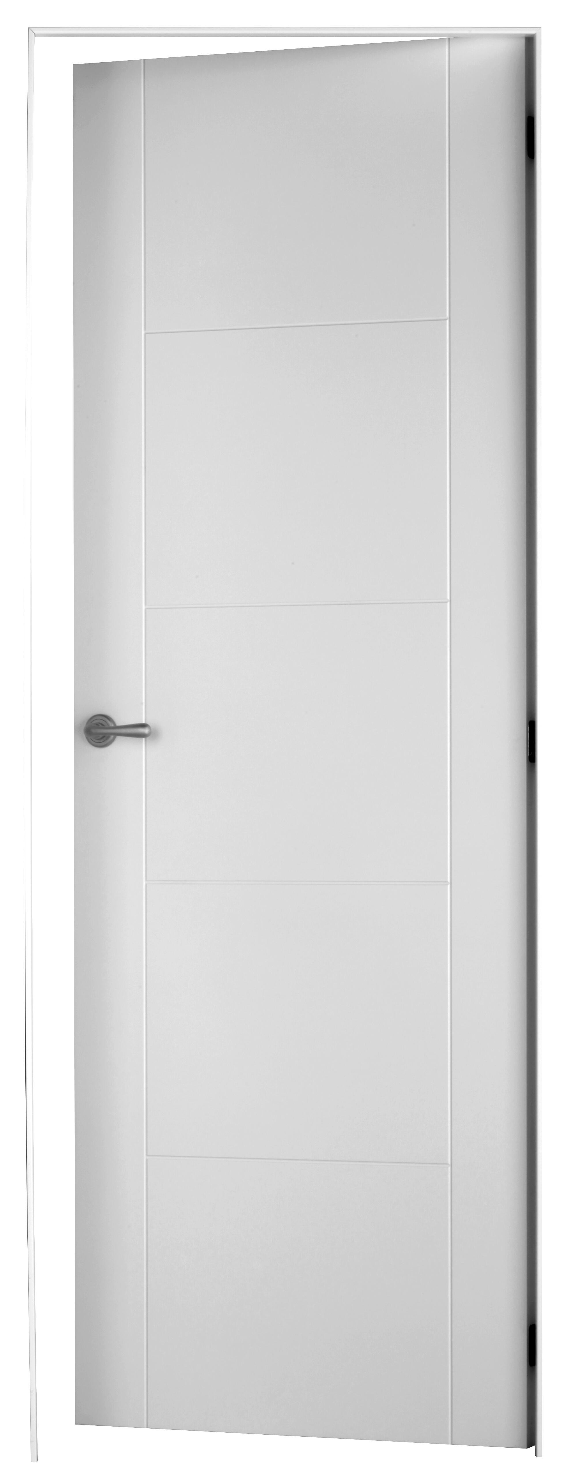 Puerta de interior abatible ciega maciza lacada Line Noruega blanco apertura derecha cerco de 11x3 anchura 62.5cm - 4