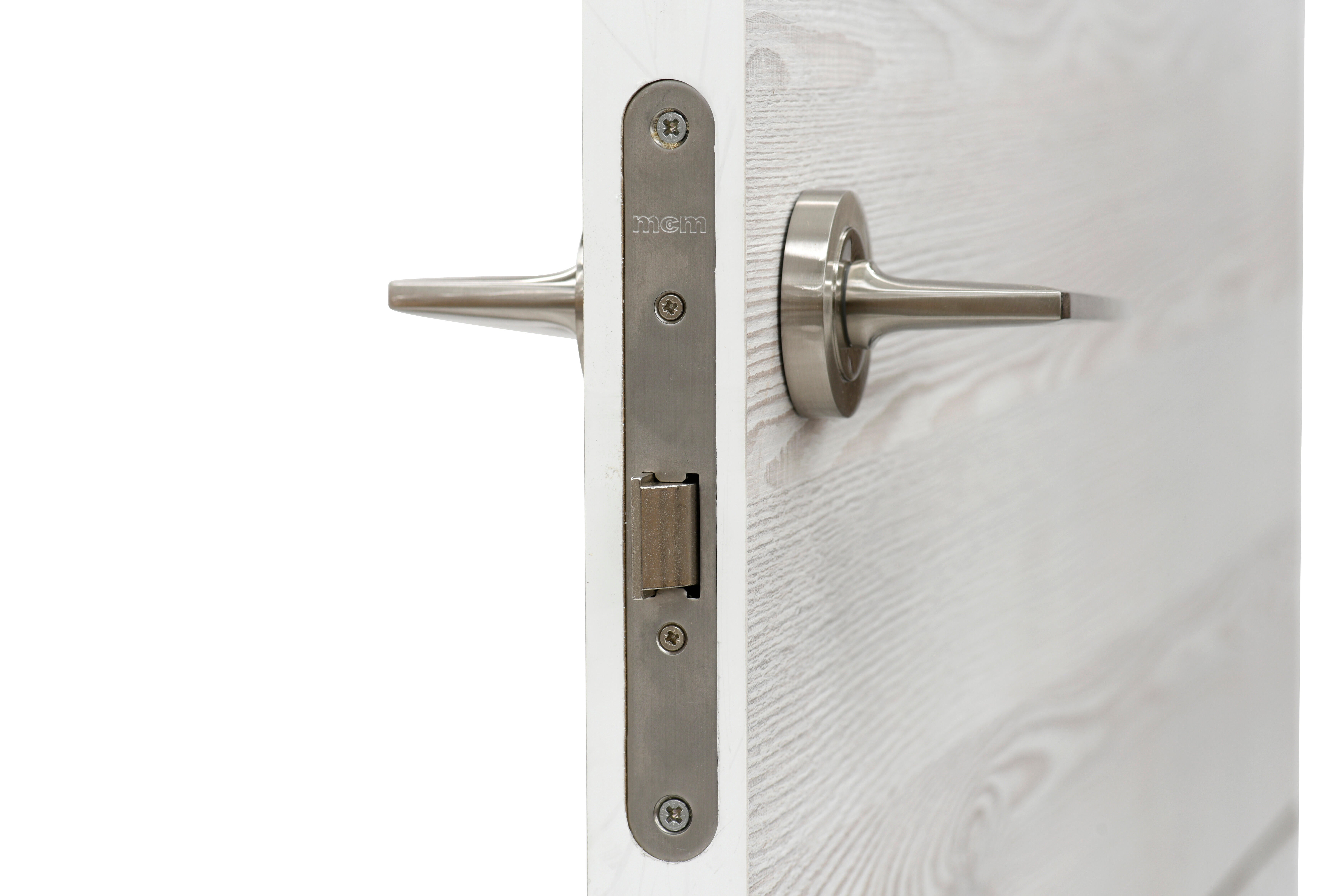 Puerta de interior abatible ciega maciza melamina Line Berna blanco veteado apertura izquierda cerco de 7x3 anchura 82.5cm - 7