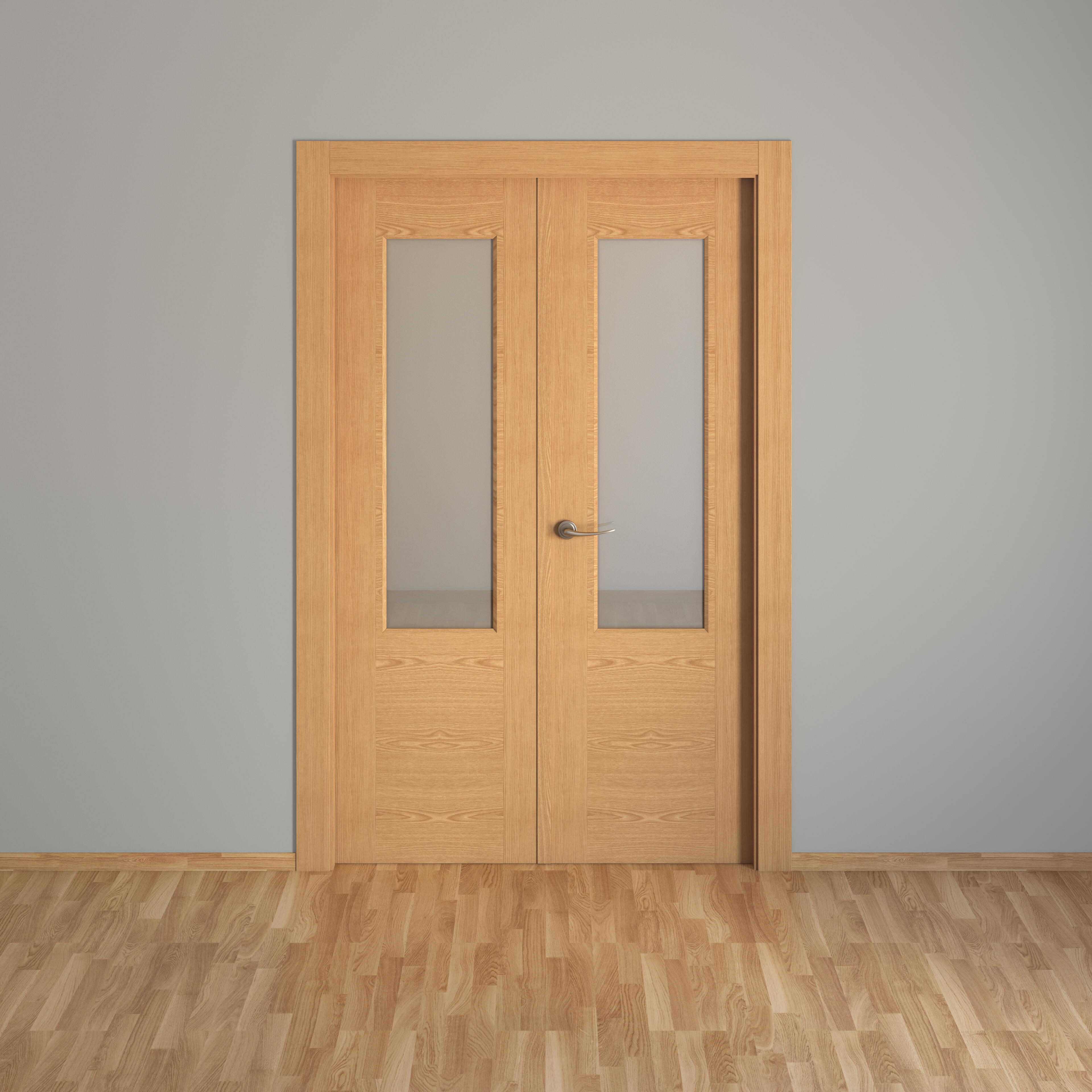 Puerta de interior abatible doble vidriera con cristal incluido hueca acabado Impresion digital  Basic Canarias Roble apertura derecha cerco de 7x3 anchura 125 cm - 5