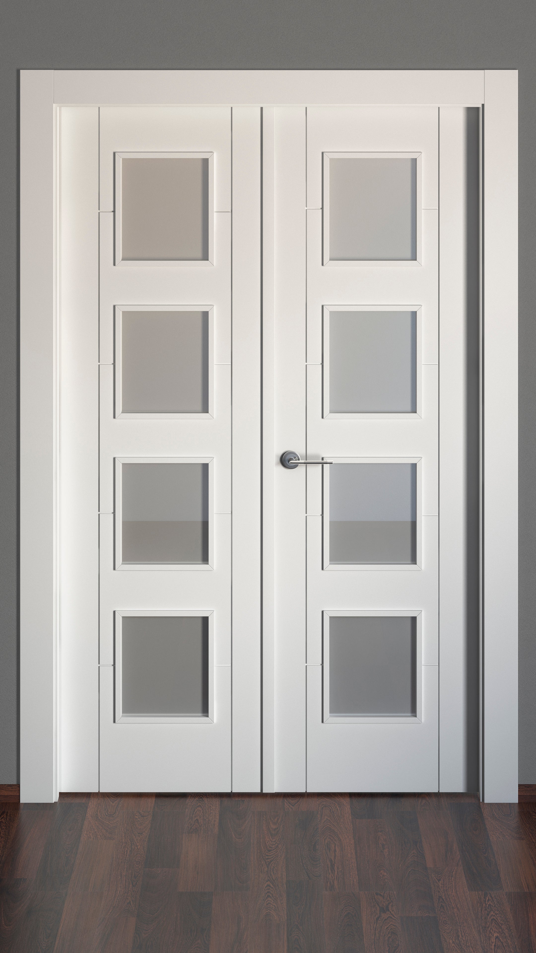 Puerta de interior abatible doble vidriera con cristal incluido maciza acabado lacado Line Plus Noruega Blanco apertura derecha cerco de 7x3 anchura 145 cm - 6