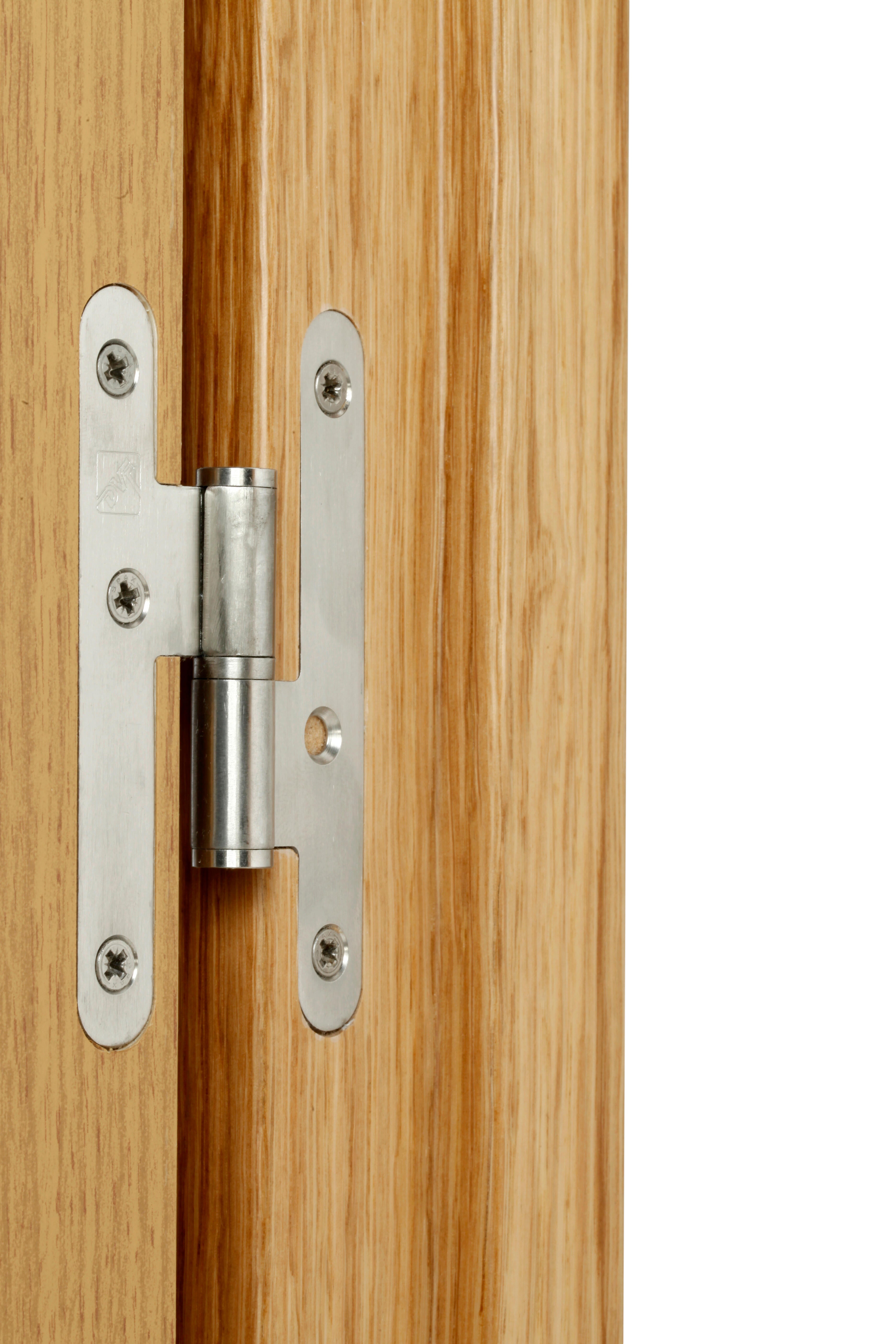 Puerta de interior abatible ciega maciza barnizada Line Plus Niza roble apertura derecha cerco de 9x3 anchura 82.5cm - 9