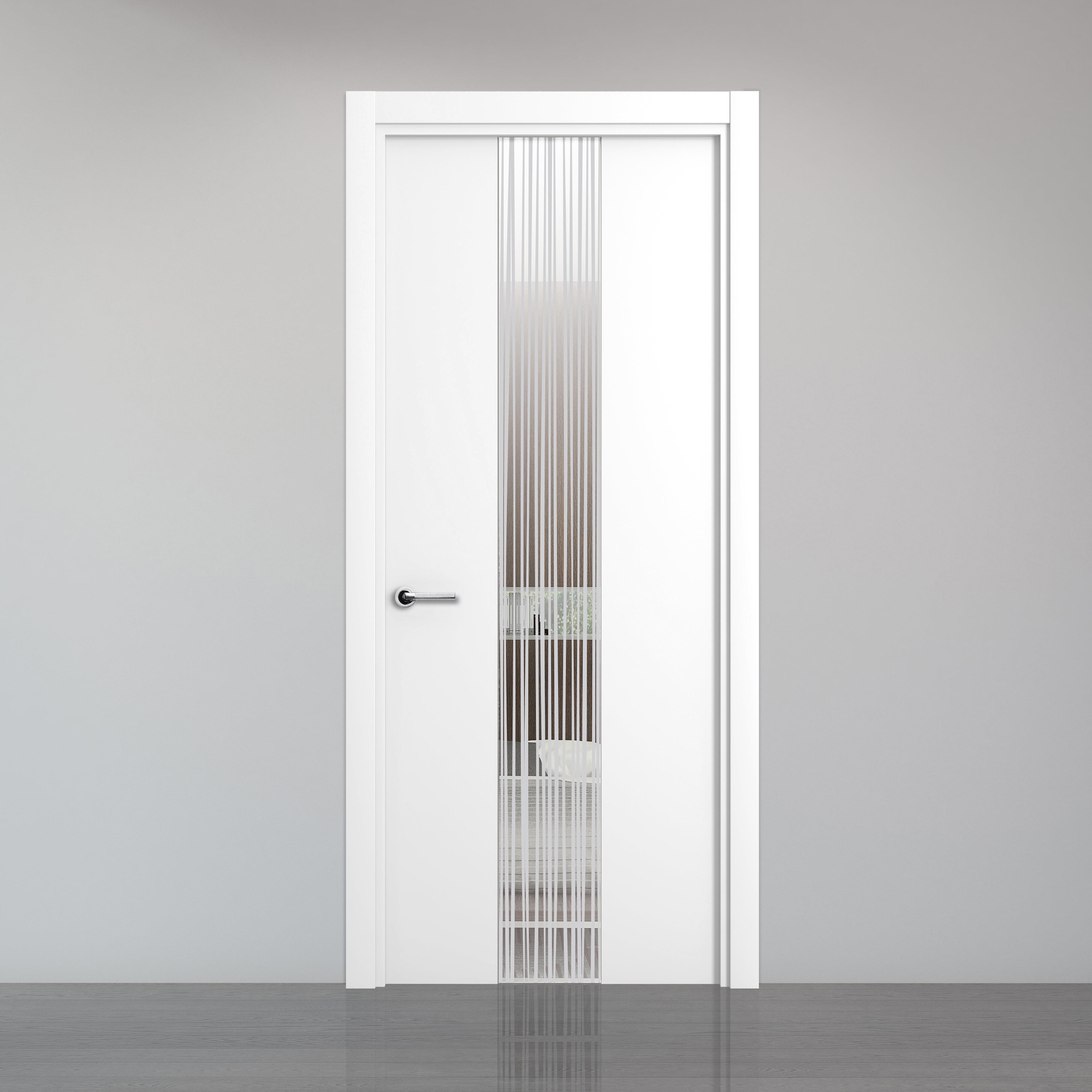 Puerta de interior abatible ciega maciza lacada Premium Quevedo blanco apertura derecha cerco de 7x2 anchura 82.5cm - 3