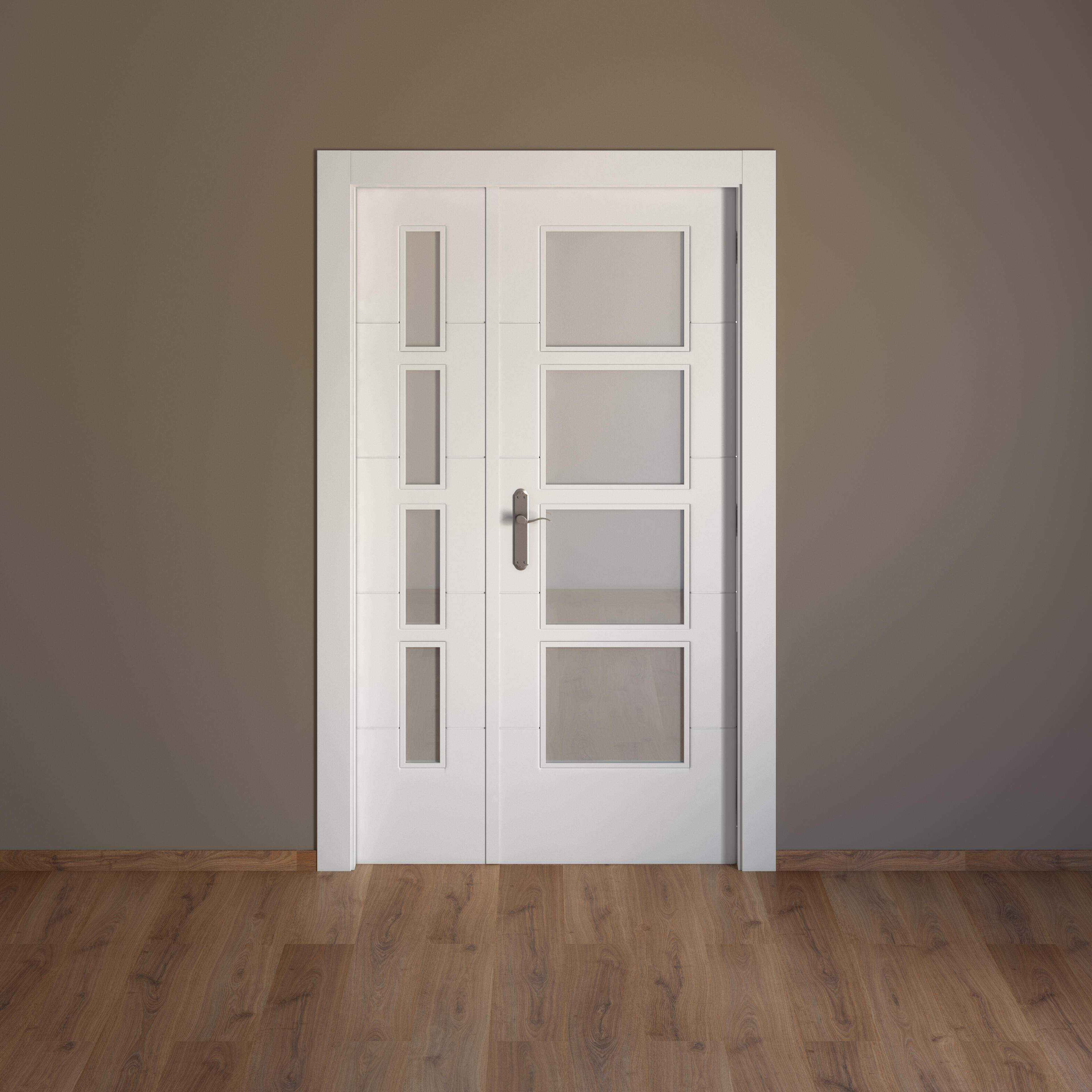 Puerta de interior abatible doble vidriera con fijo con cristal incluido maciza acabado lacado Line Lucerna Blanco apertura derecha cerco de 7x3 anchura 125 cm - 5