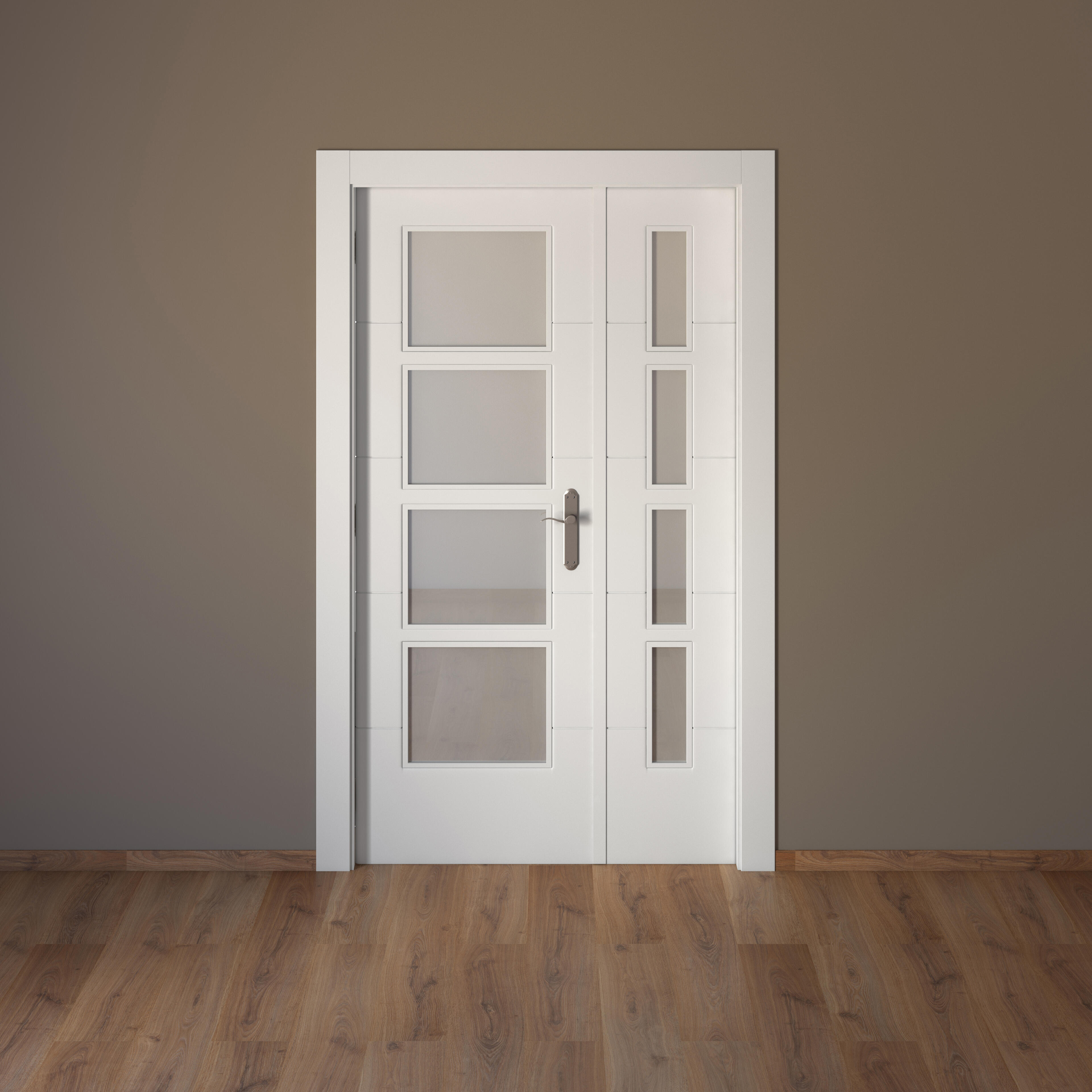 Puerta de interior abatible doble vidriera con fijo con cristal incluido maciza acabado lacado Line Lucerna Blanco apertura izquierda cerco de 7x3 anchura 125 cm - 5