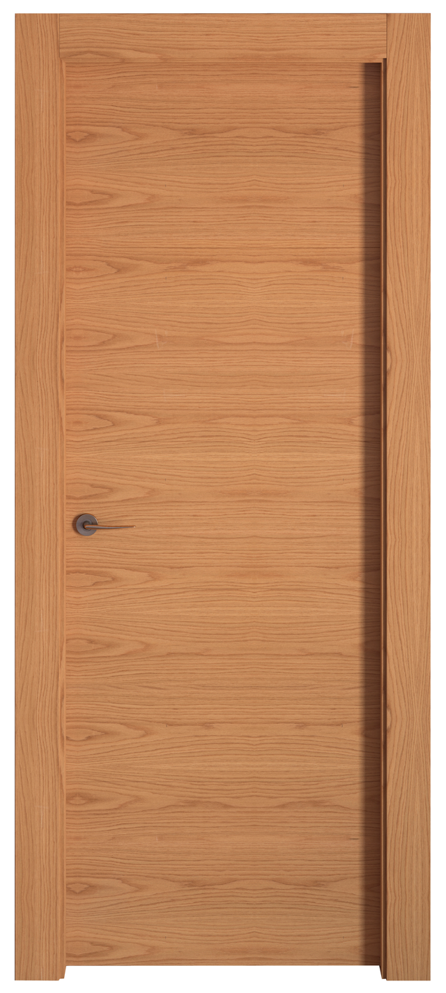 Puerta de interior abatible ciega maciza barnizada Line Plus Niza roble apertura derecha cerco de 6x2 anchura 62.5cm