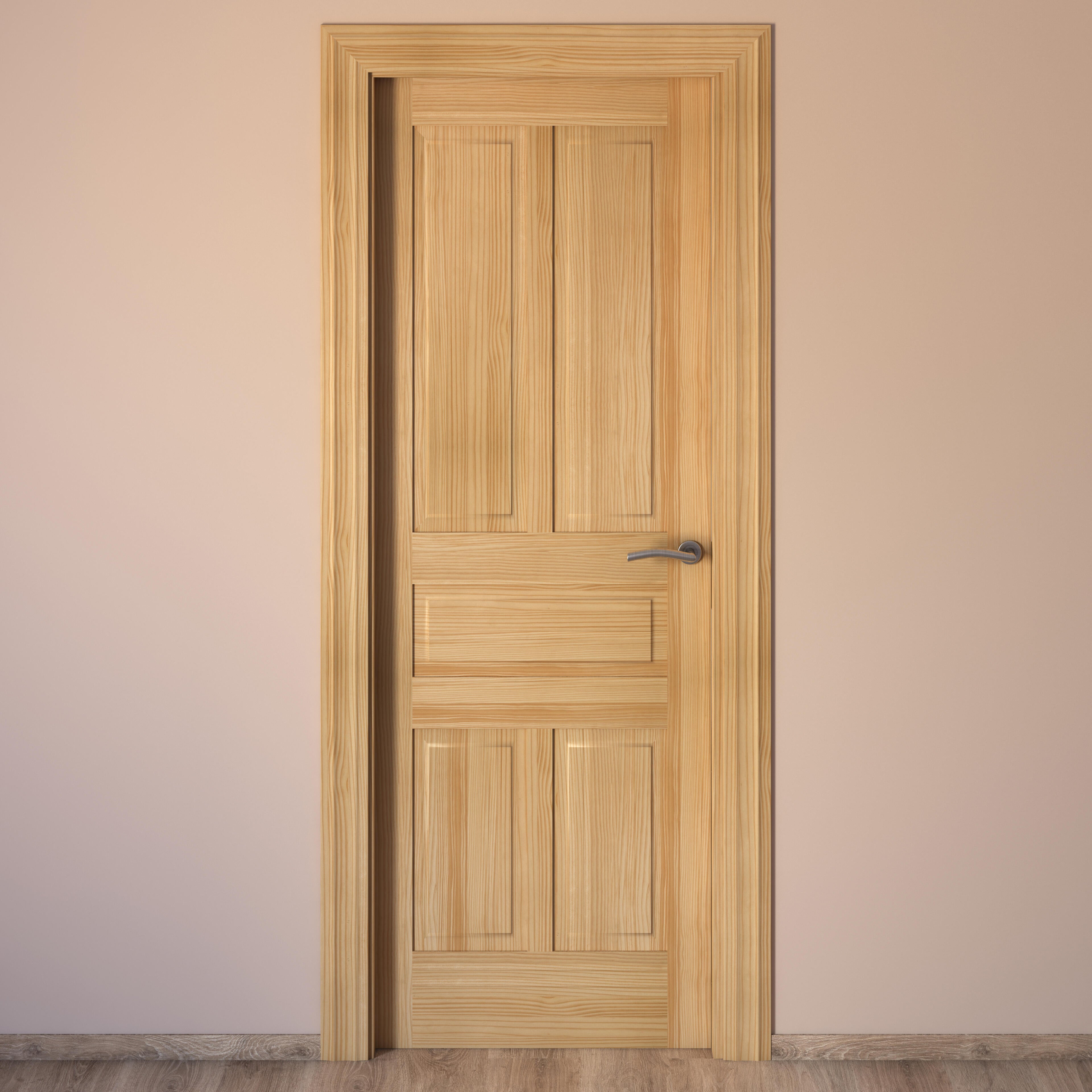 Puerta de interior abatible ciega maciza Line Málaga pino natural apertura izquierda cerco de 70 x 50 anchura 62.5cm - 4