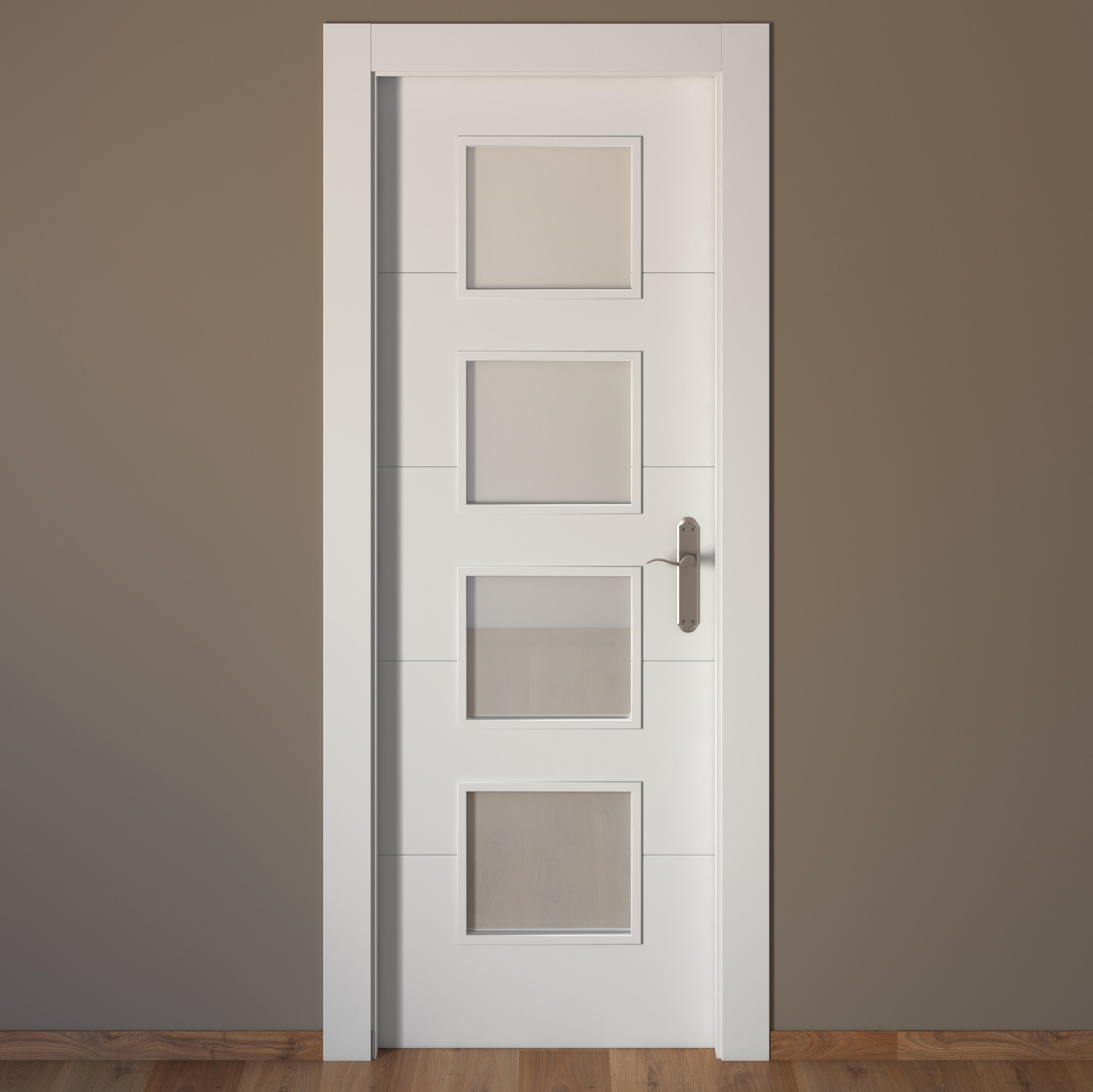Puerta de interior abatible vidriera con cristal incluido maciza acabado lacado Line Lucerna Blanco apertura izquierda cerco de 7x3 anchura 72.5 cm - 9
