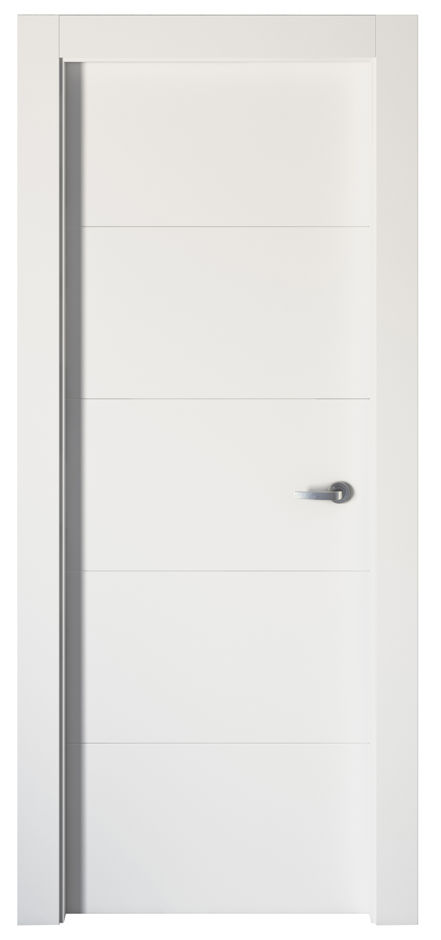 Puerta de interior abatible ciega maciza lacada Line Lucerna blanco apertura izquierda cerco de 7x3 anchura 72.5cm