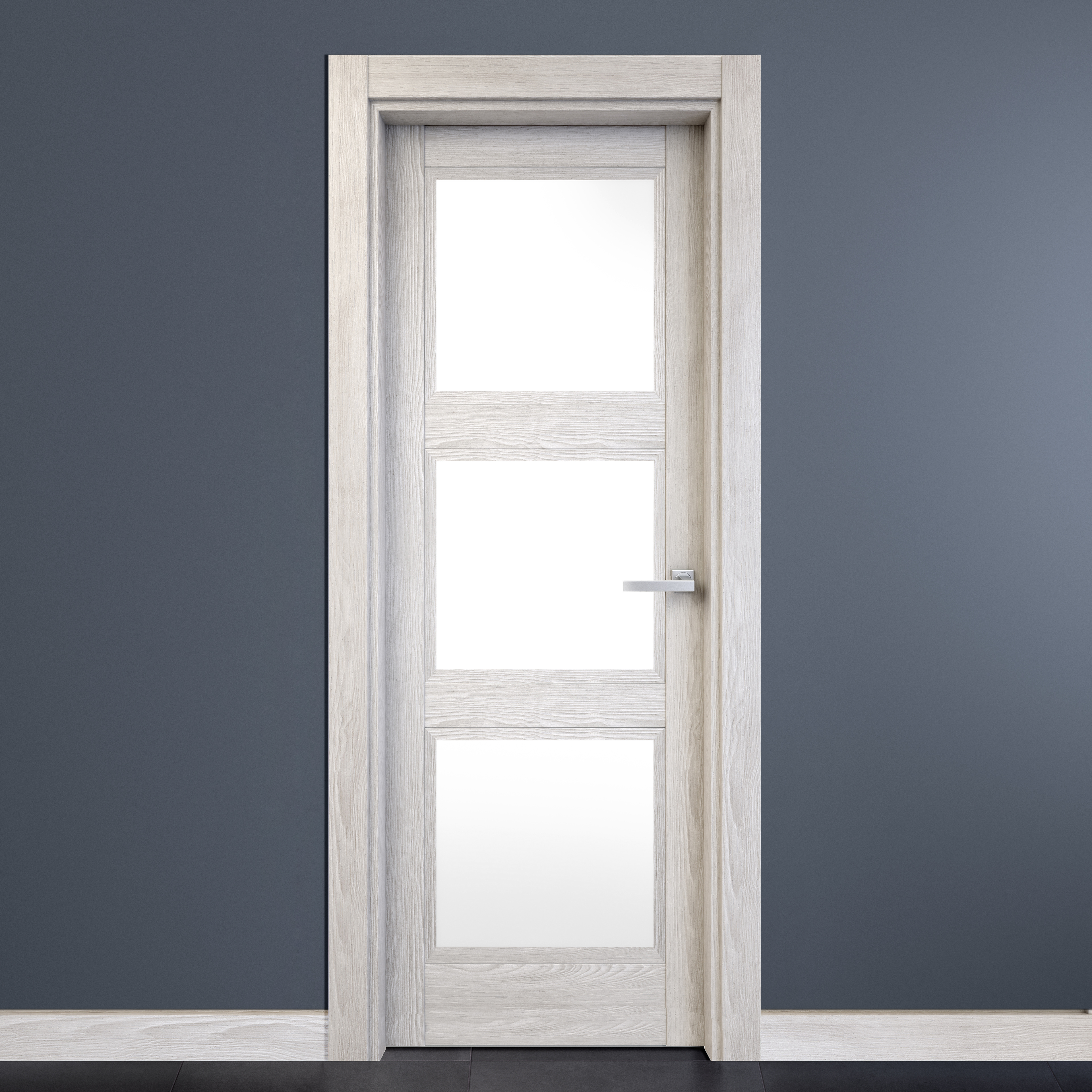 Puerta de interior abatible con cristal maciza melamina Line Plus Moscú blanco apertura izquierda cerco de 7x3 anchura 72.5cm - 2