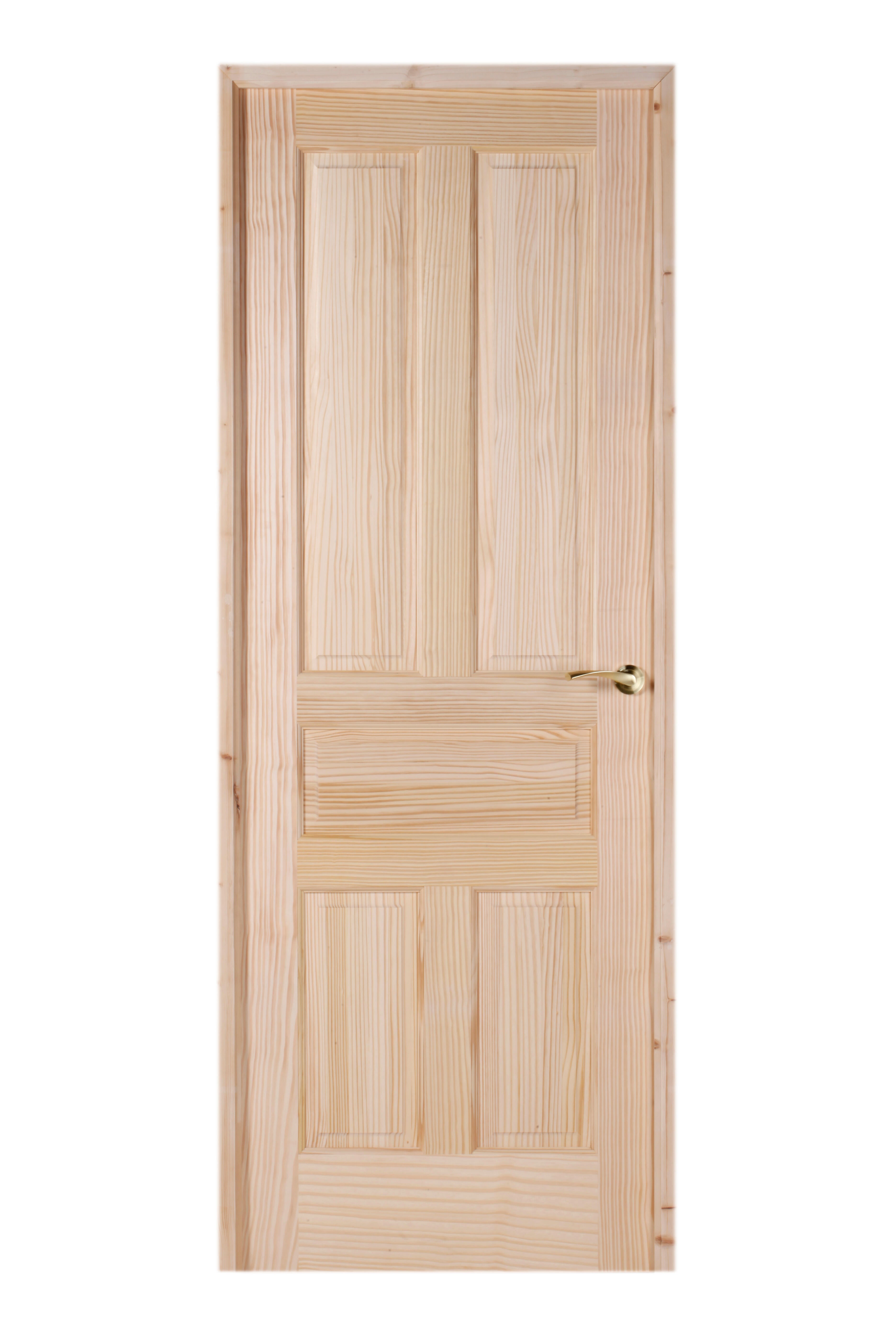 Puerta de interior abatible ciega estructura maciza acabado en bruto serie line málaga pino natural apertura izquierda cerco de 70 x 50 anchura 62.5 cm