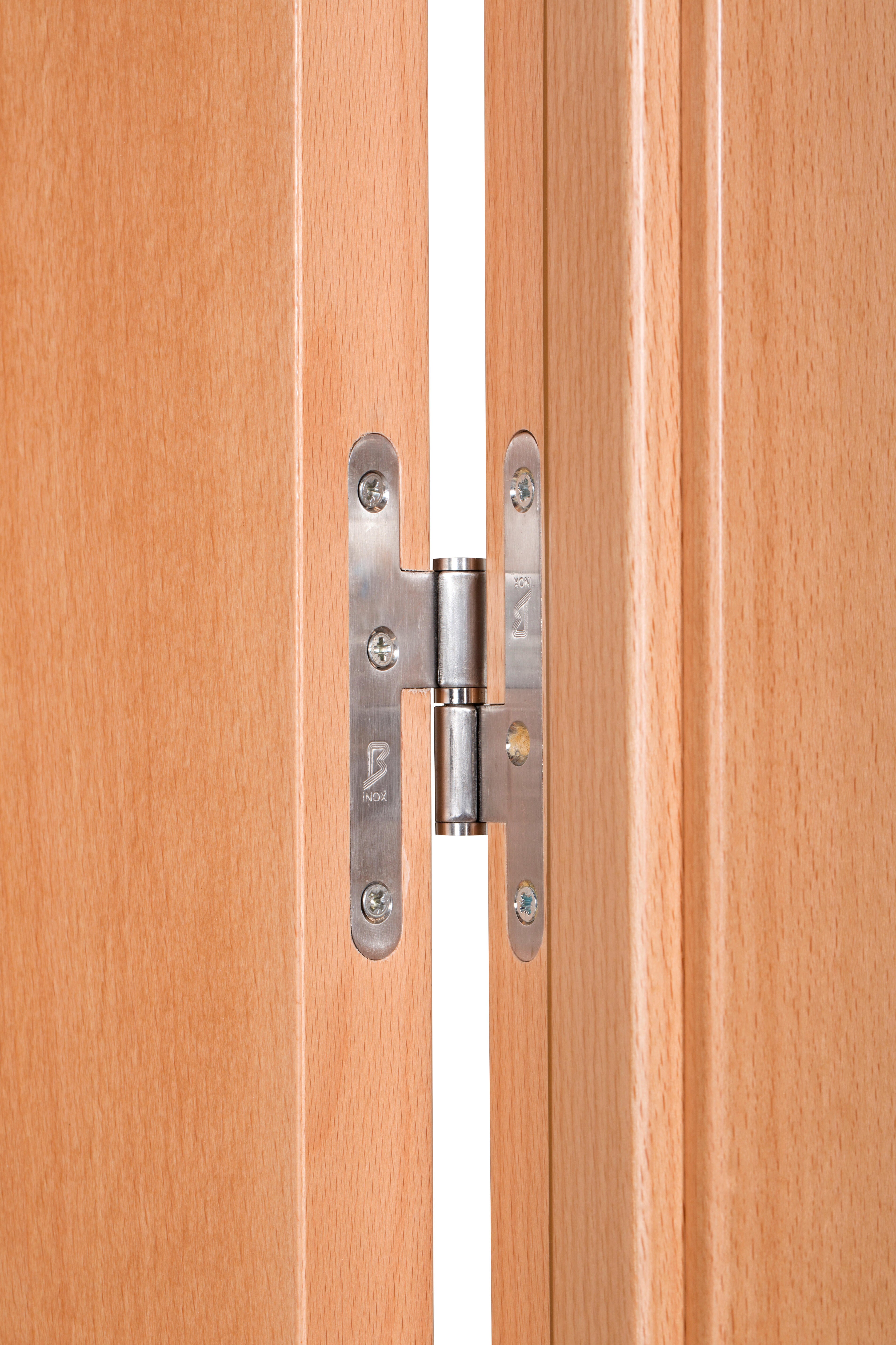 Puerta de interior abatible doble con cristal maciza barnizada Line Plus Niza haya apertura derecha cerco de 7x2 anchura 145cm - 5