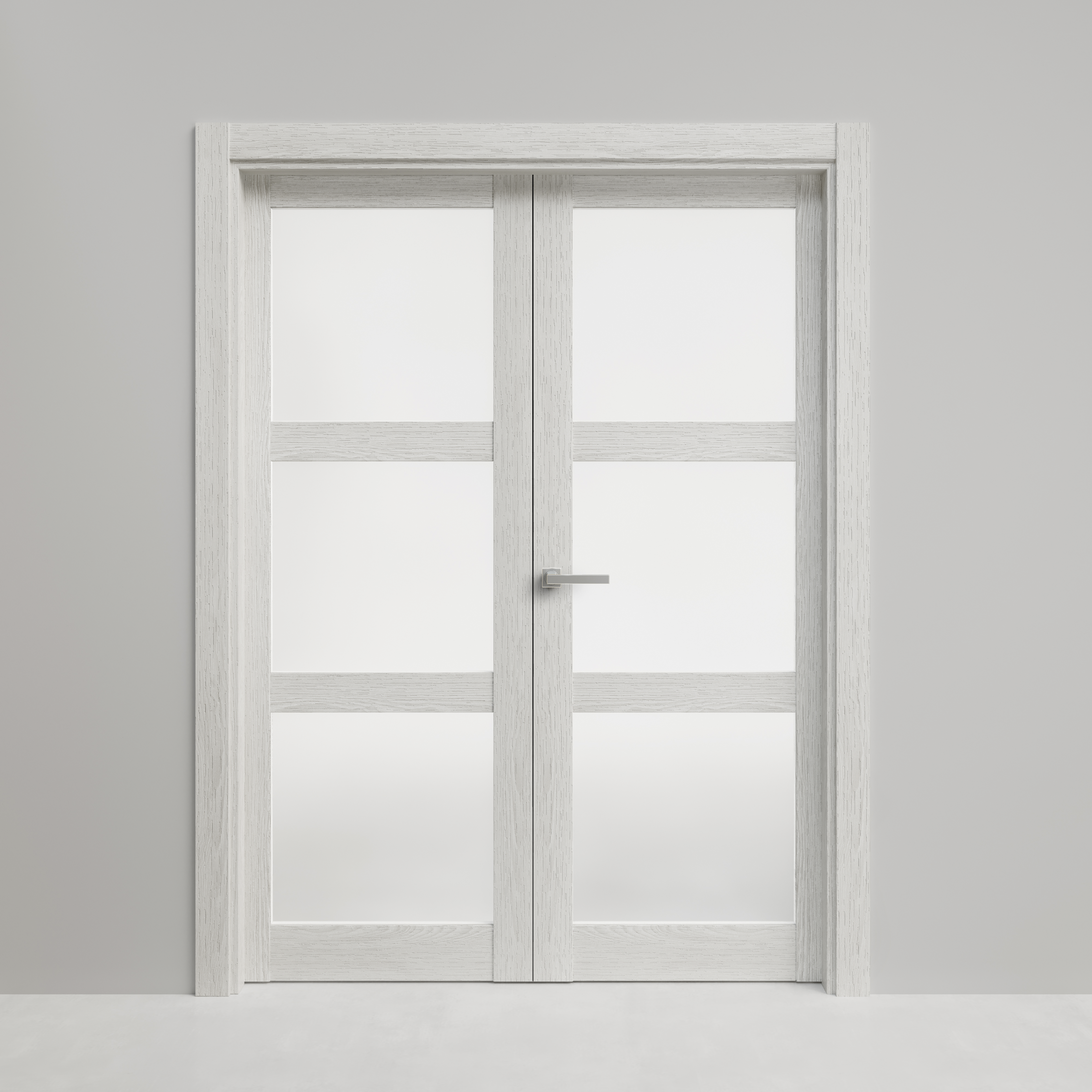 Puerta de interior abatible doble con cristal maciza melamina Line Plus Moscú blanco apertura derecha cerco de 7x3 anchura 145cm - 3