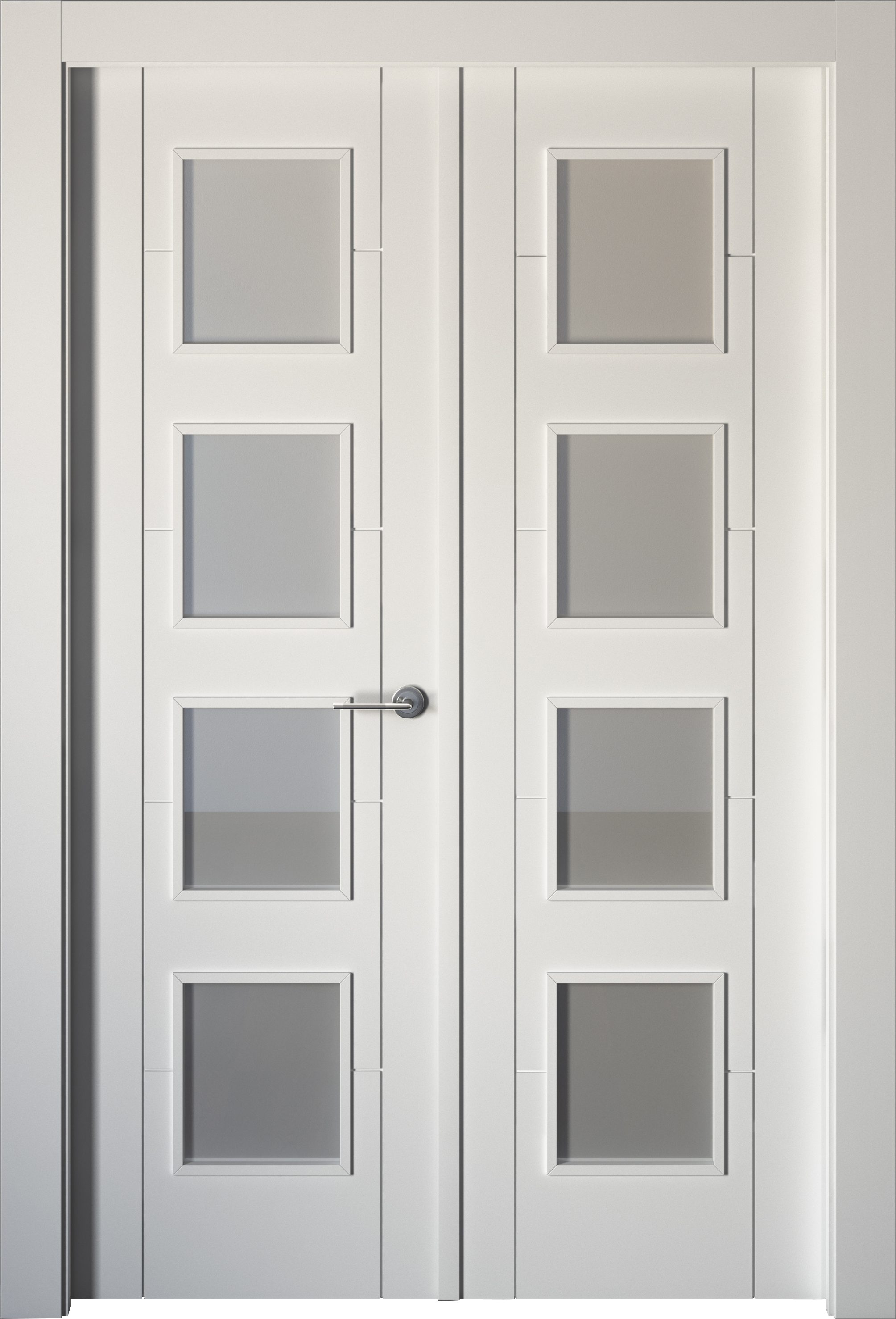 Puerta de interior abatible doble con cristal maciza lacada Line Noruega blanco apertura izquierda cerco de 11x3 anchura 125cm - 4
