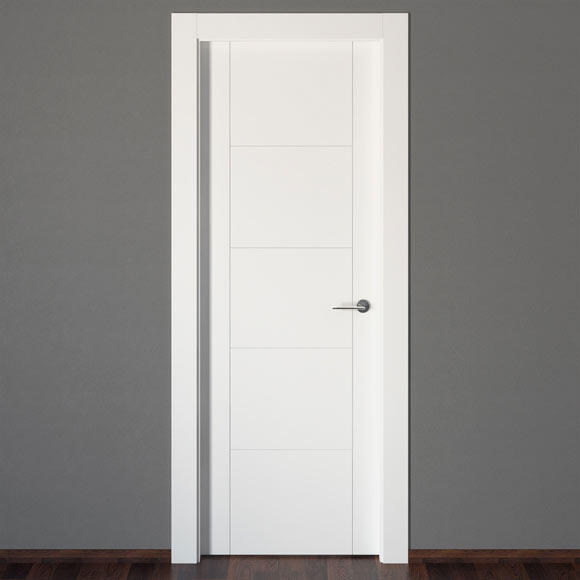 Puerta de interior abatible ciega maciza lacada Line Plus Noruega blanco apertura izquierda cerco de 7x3 anchura 72.5cm - 6