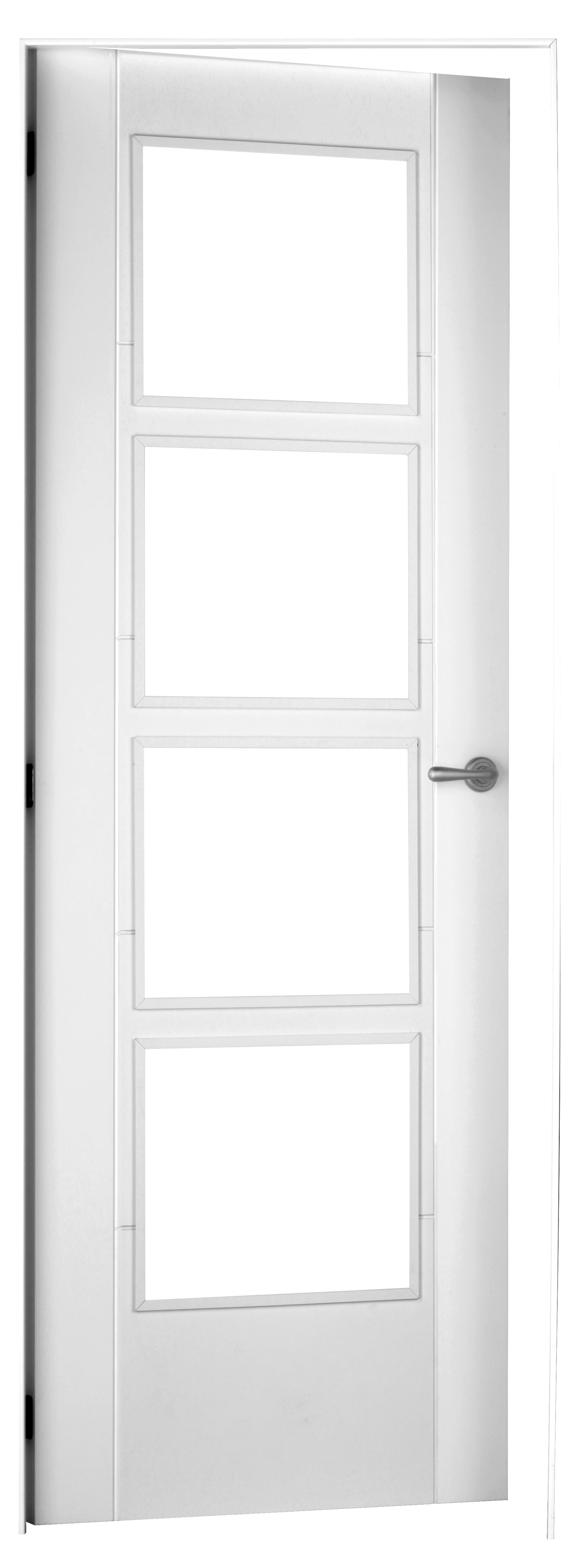 Puerta de interior abatible vidriera con cristal incluido maciza acabado lacado Line Plus Noruega Blanco apertura izquierda cerco de 9x3 anchura 72.5 cm - 3