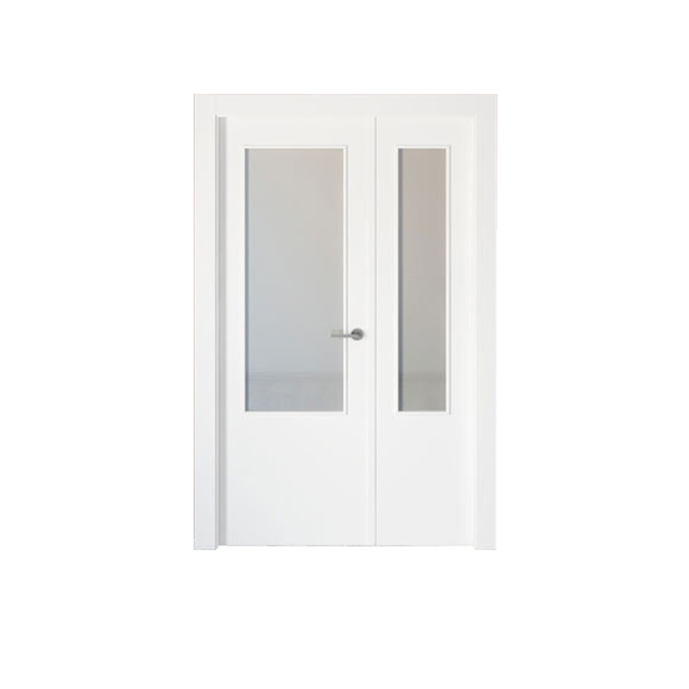Puerta de interior abatible con fijo cristal maciza lacada Line Bari blanco apertura izquierda cerco de 7x3 anchura 115cm - 4