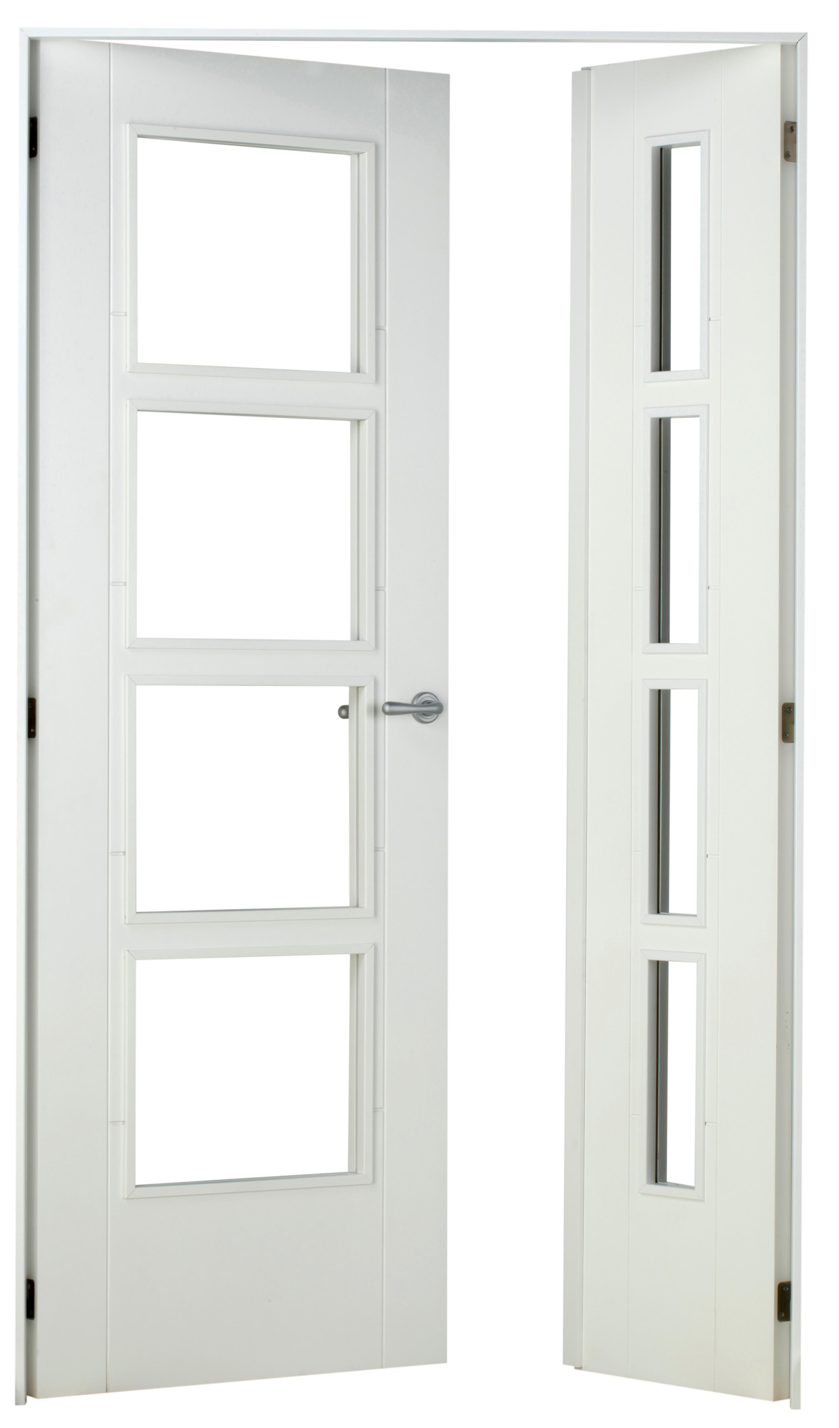 Puerta de interior abatible con fijo cristal maciza lacada Line Plus Noruega blanco apertura izquierda cerco de 9x3 anchura 115cm - 3