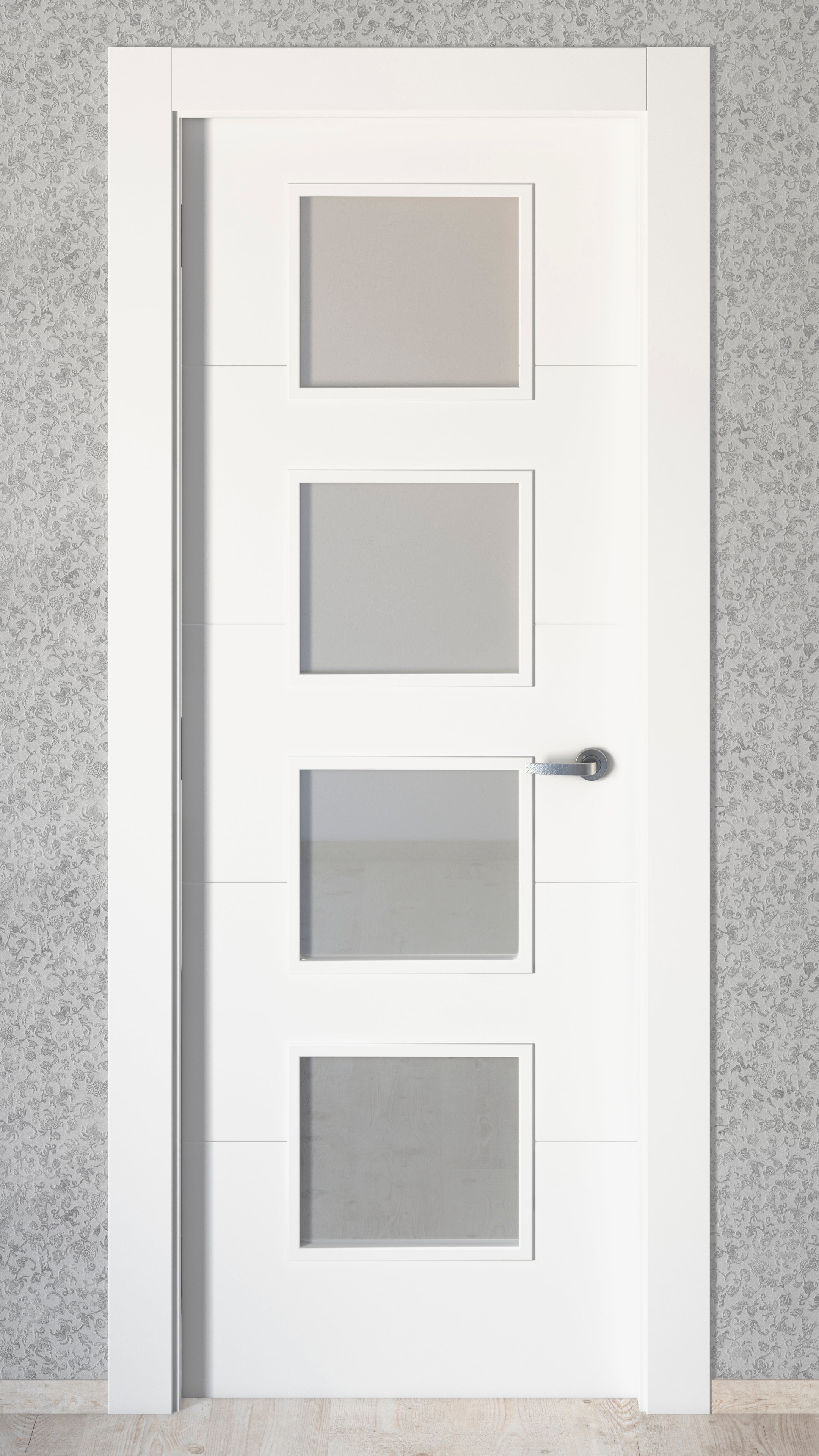 Puerta de interior abatible vidriera con cristal incluido maciza acabado lacado Line Plus Lucerna Blanco apertura izquierda cerco de 7x3 anchura 72.5 cm - 5