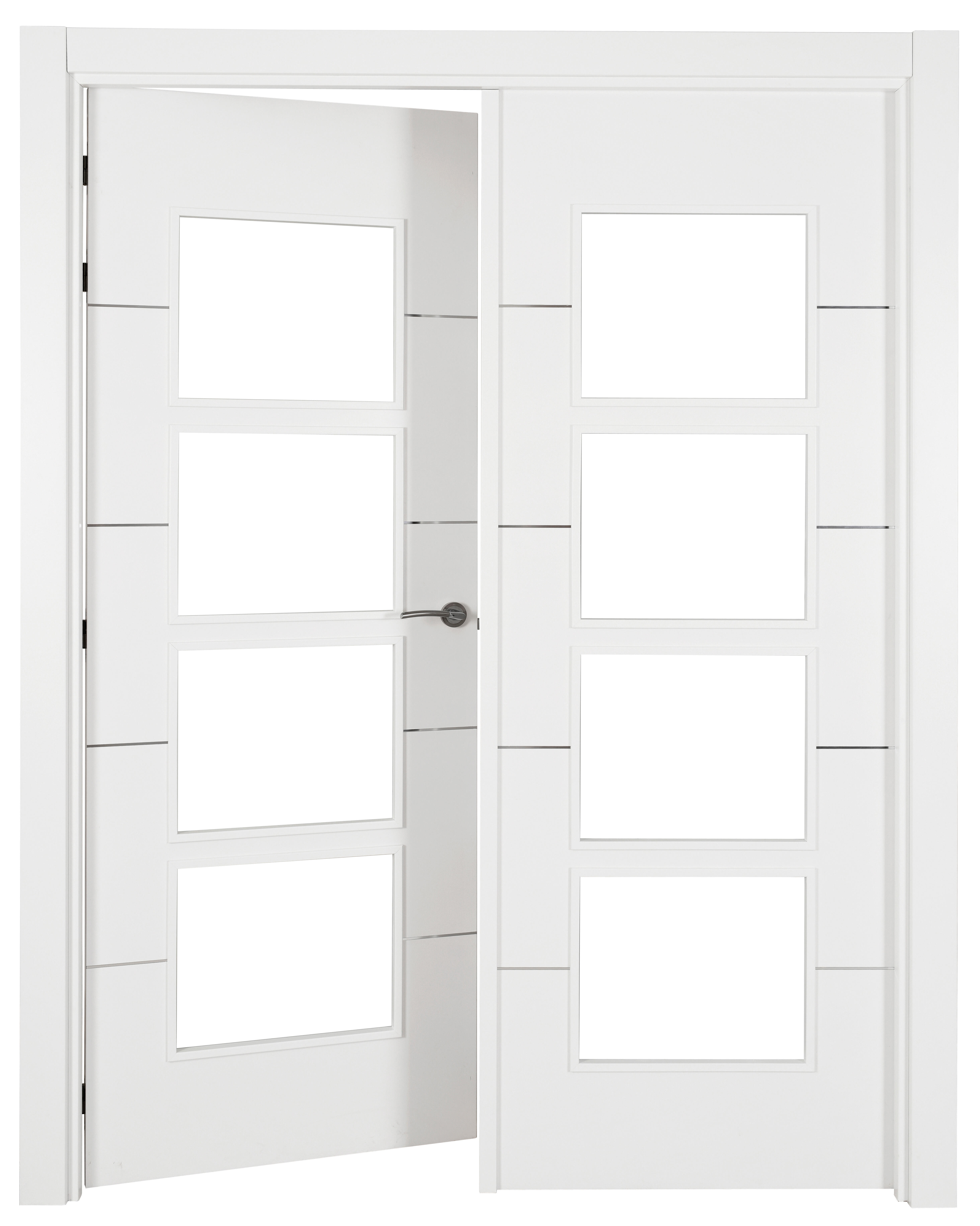 Puerta interior abatible paris blanco premium apertura izda con cristal 125cm