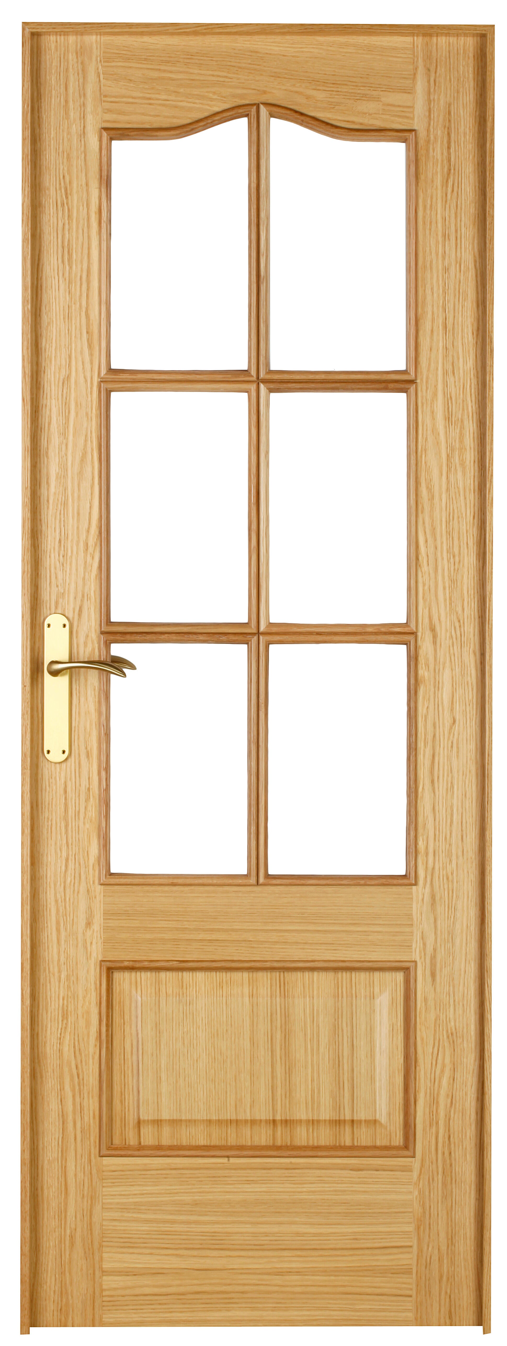 Puerta de interior abatible con cristal maciza barnizada Line Plus Roma roble apertura derecha cerco de 9x3 anchura 72.5cm - 6