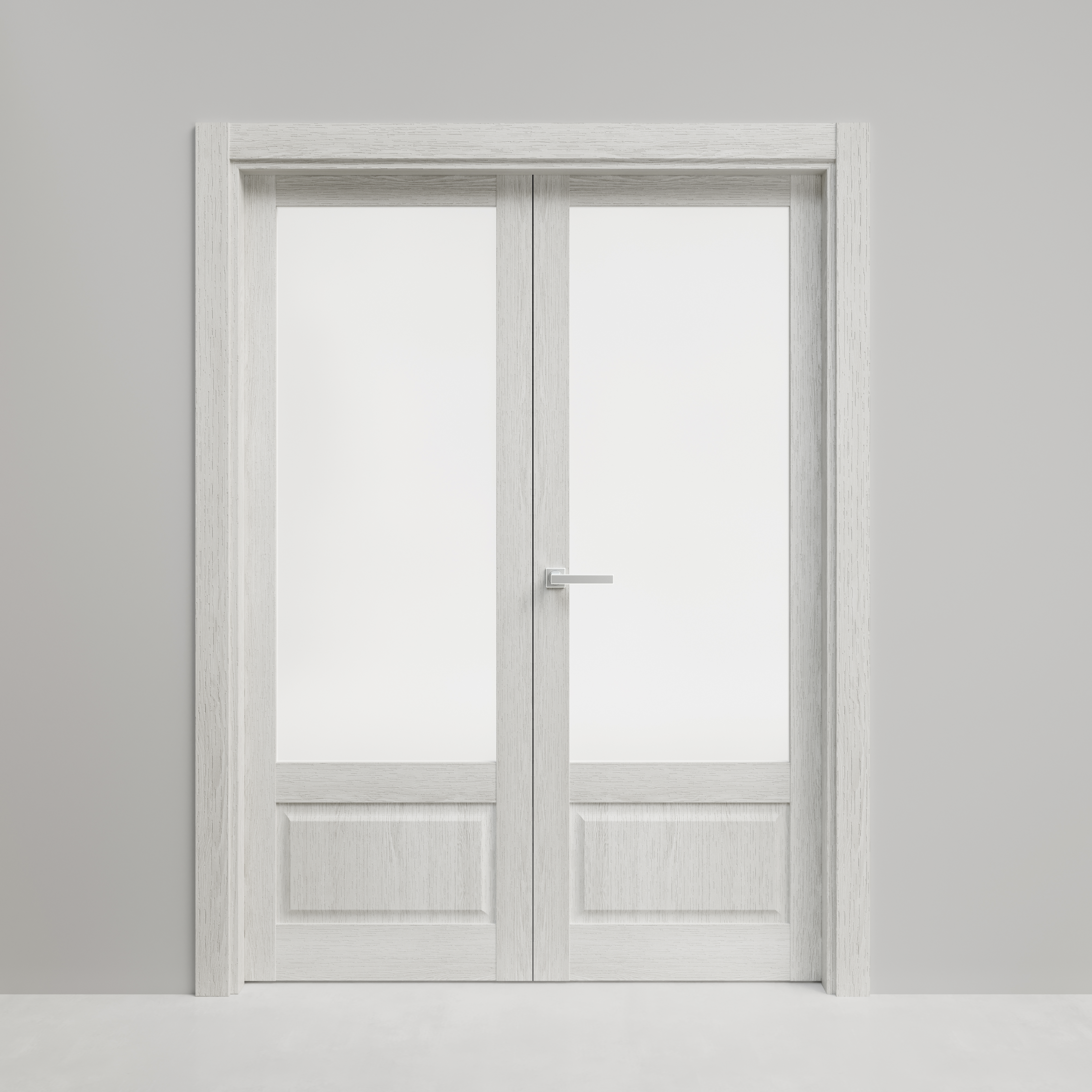 Puerta de interior abatible doble con cristal maciza melamina Line Plus Sofía blanco apertura derecha cerco de 7x2 anchura 145cm - 3
