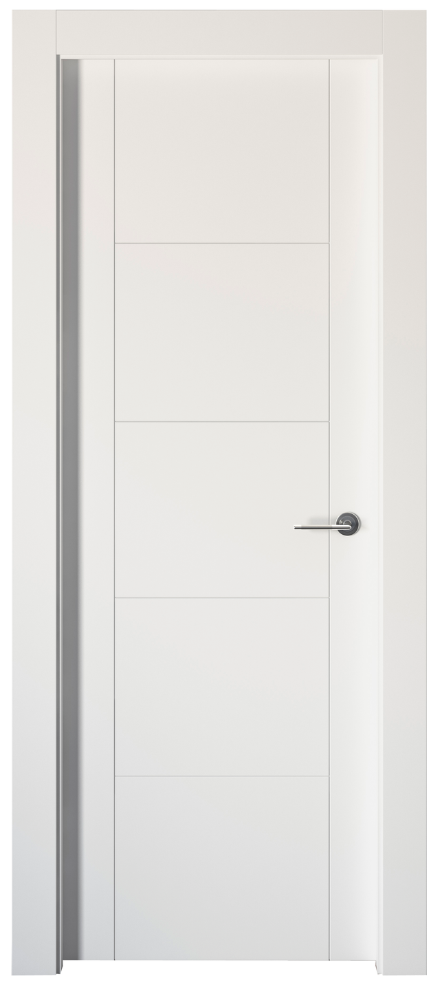 Puerta de interior abatible ciega maciza lacada Line Plus Noruega blanco apertura izquierda cerco de 7x3 anchura 62.5cm
