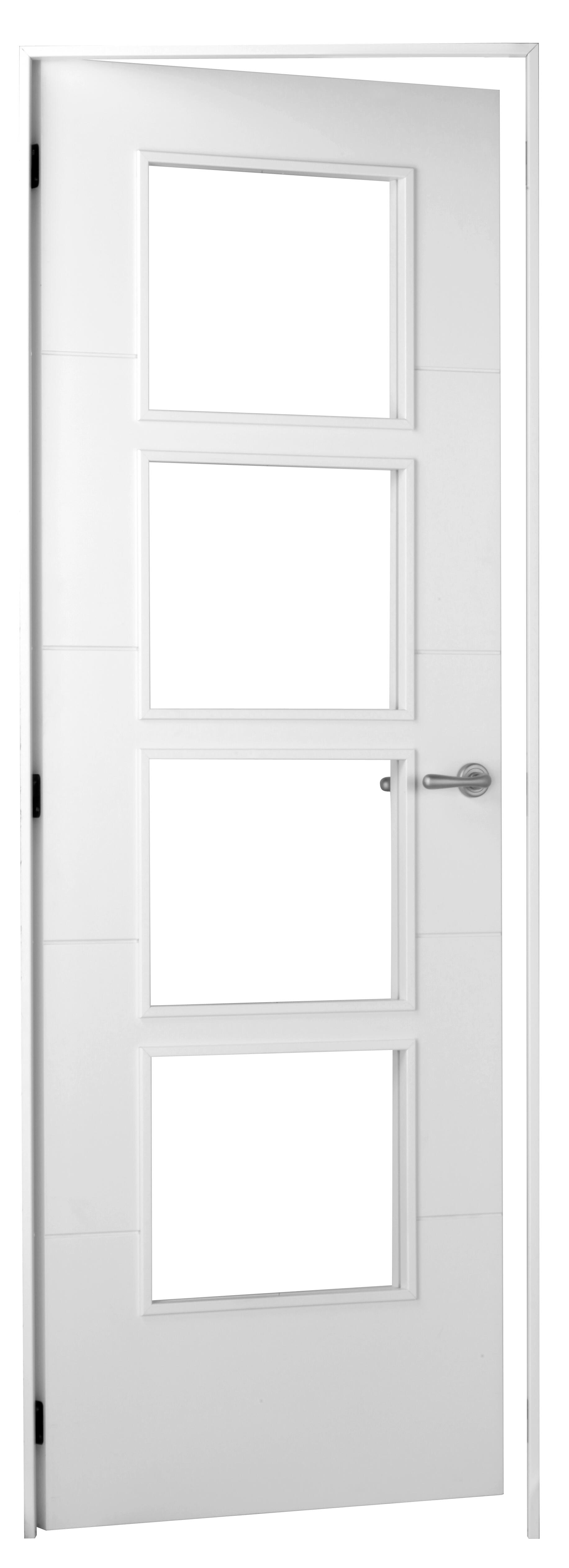 Puerta de interior abatible vidriera con cristal incluido maciza acabado lacado Line Lucerna Blanco apertura izquierda cerco de 7x3 anchura 72.5 cm - 4
