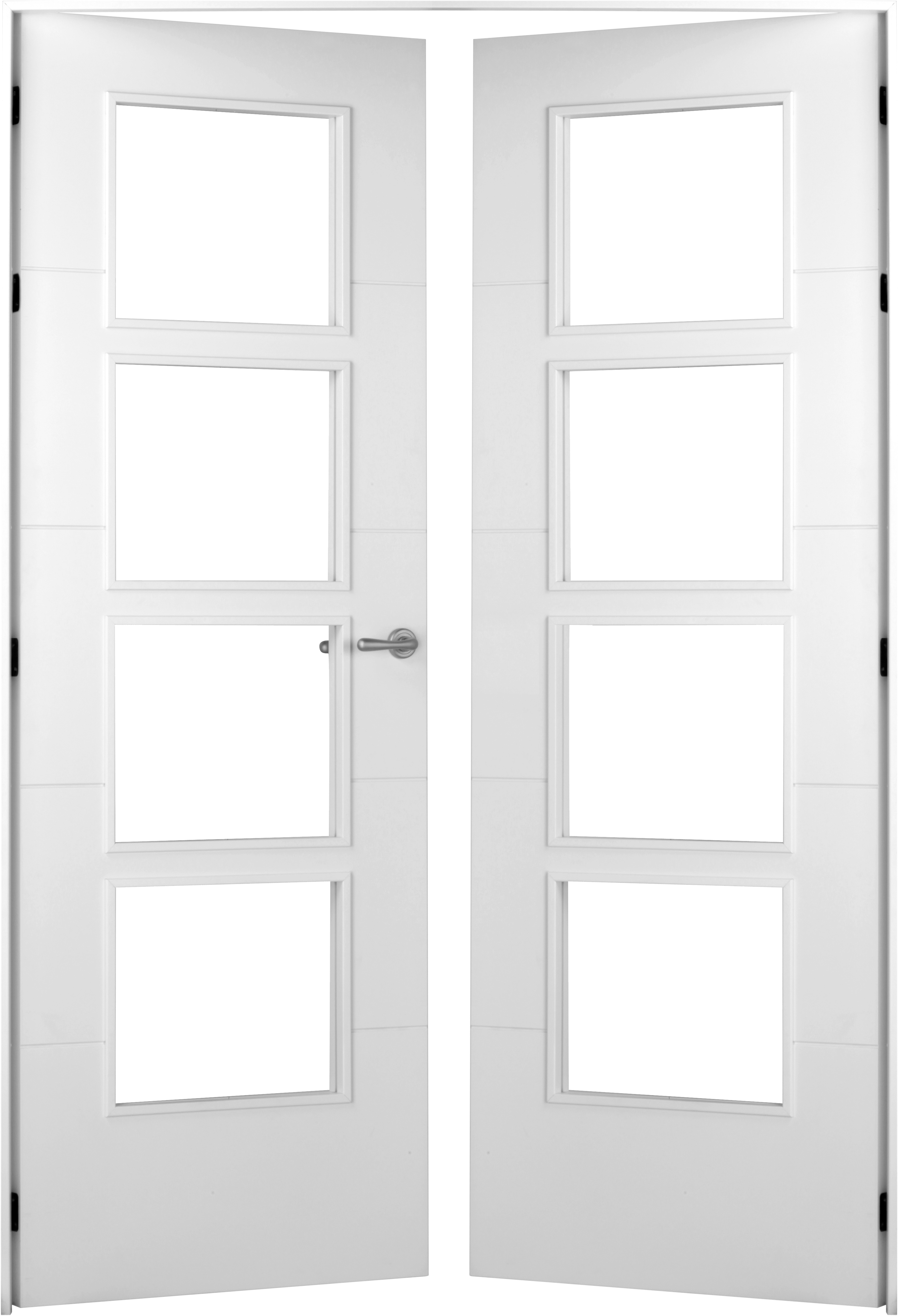 Puerta de interior abatible doble con cristal maciza lacada Line Plus Lucerna blanco apertura izquierda cerco de 9x3 anchura 145cm - 4