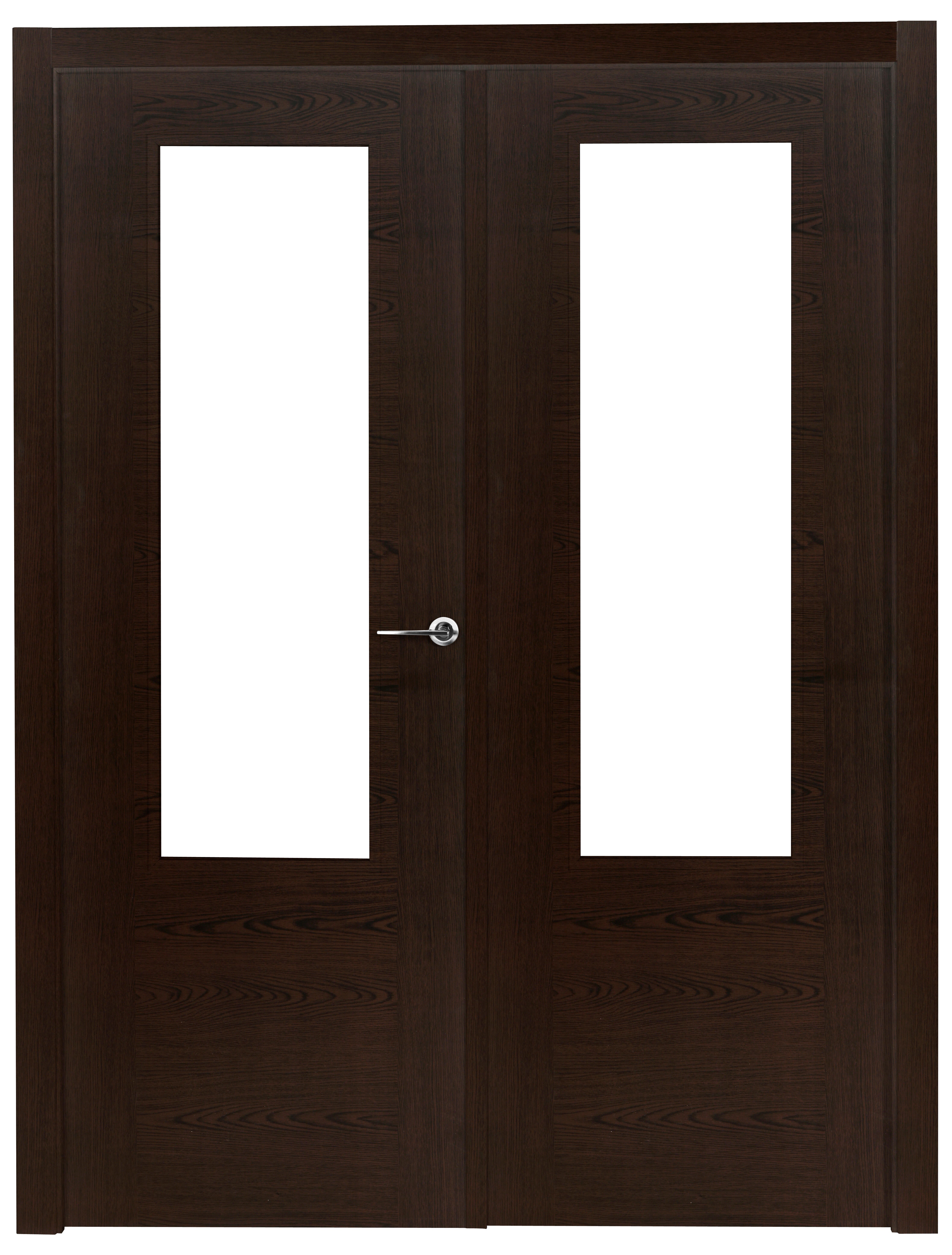 Puerta de interior abatible doble vidriera con cristal incluido hueca acabado Impresion digital  Basic Canarias Wengué apertura izquierda cerco de 7x3 anchura 125 cm - 4