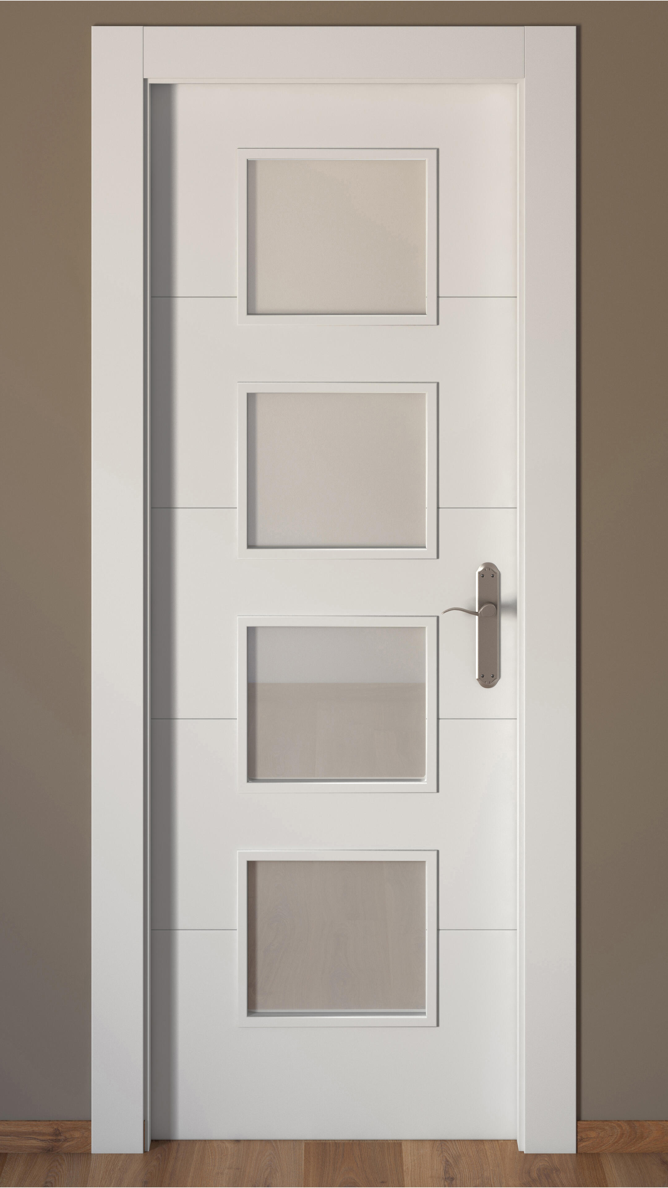 Puerta de interior abatible vidriera con cristal incluido maciza acabado lacado Line Lucerna Blanco apertura izquierda cerco de 7x3 anchura 72.5 cm - 7
