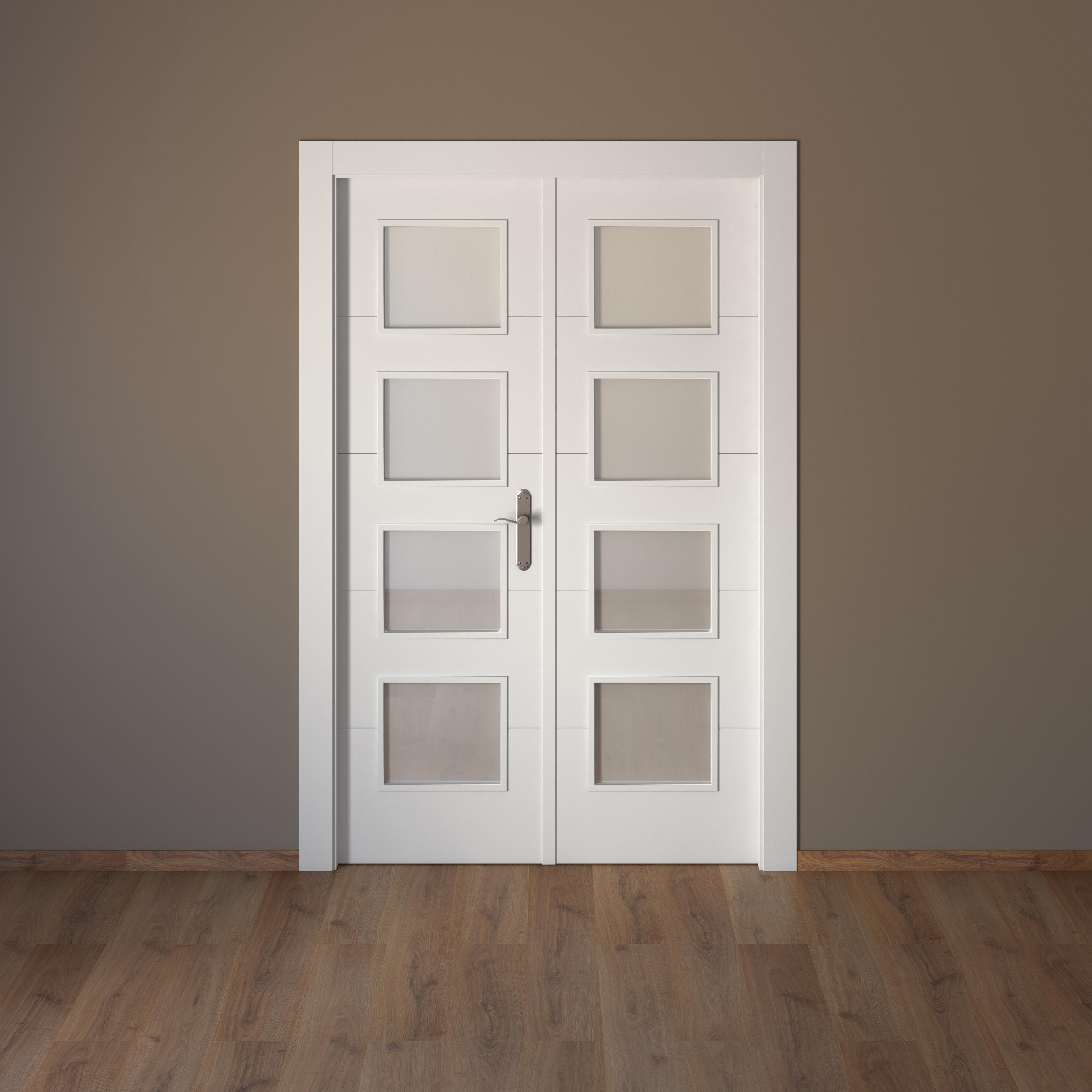 Puerta de interior abatible doble con cristal maciza lacada Line Lucerna blanco apertura izquierda cerco de 9x3 anchura 145cm - 2